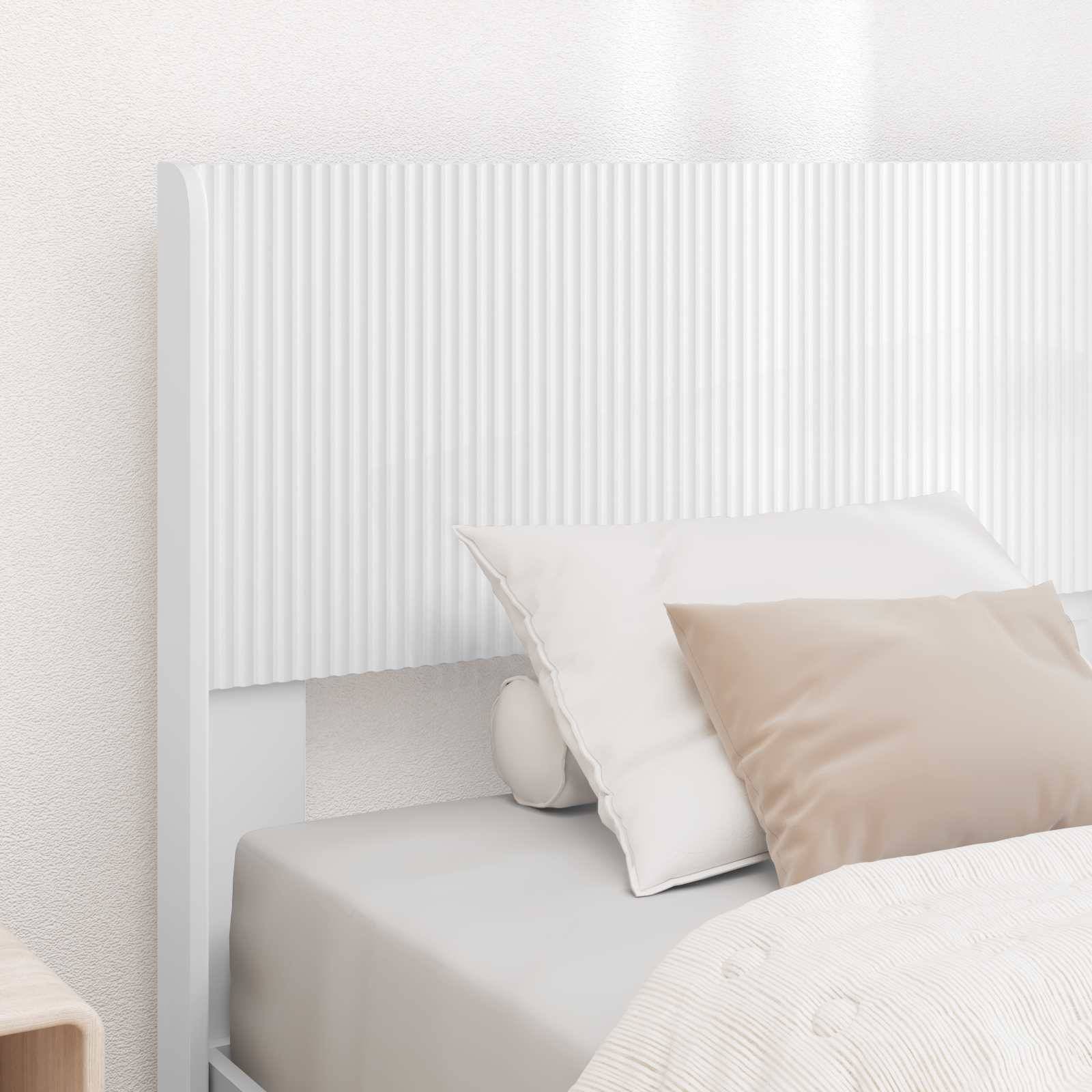 vidaXL Bettgestell mit Stauraum und Kopfteil Weiß 90 x 190 cm