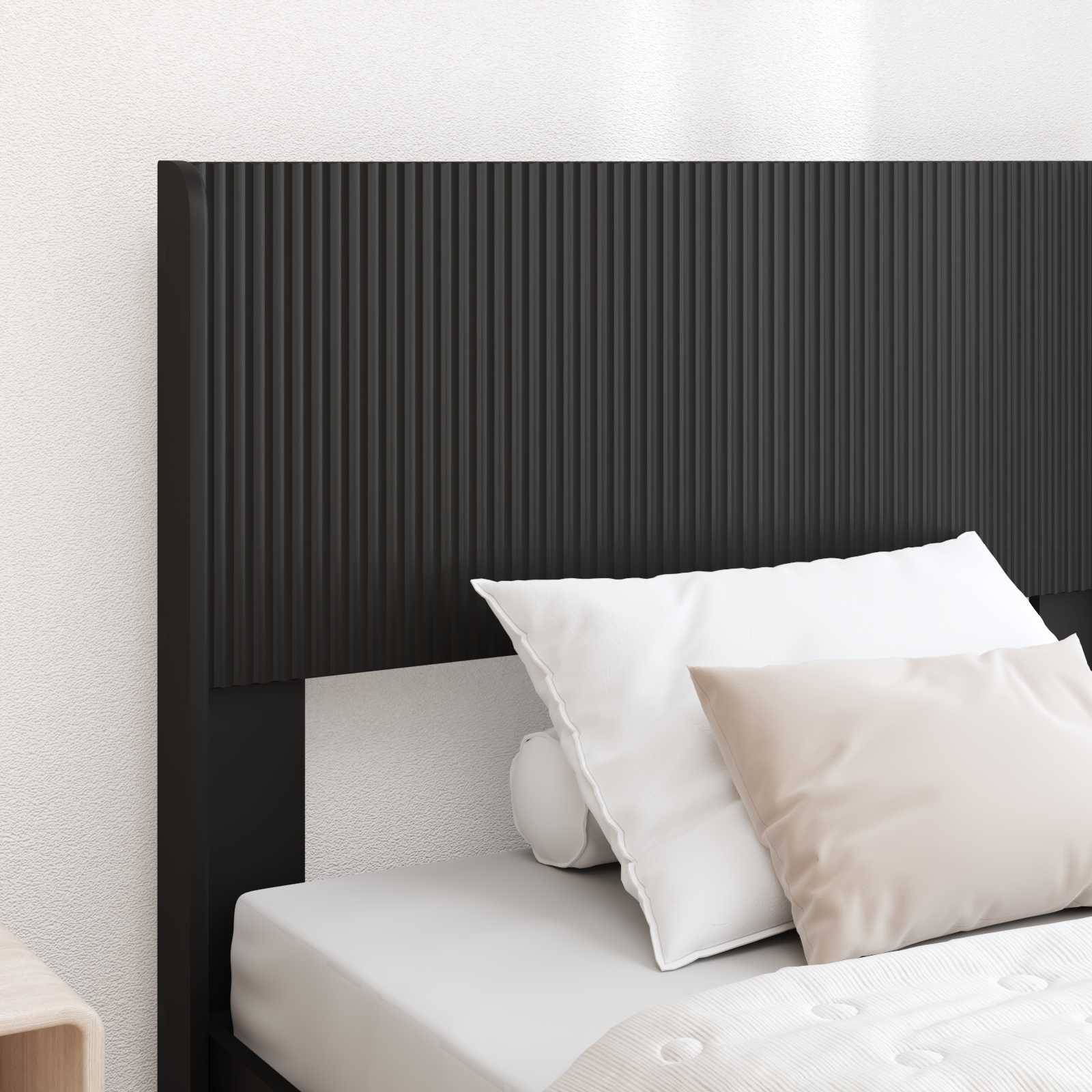 vidaXL Bettgestell mit Stauraum und Kopfteil Schwarz 75 x 190 cm
