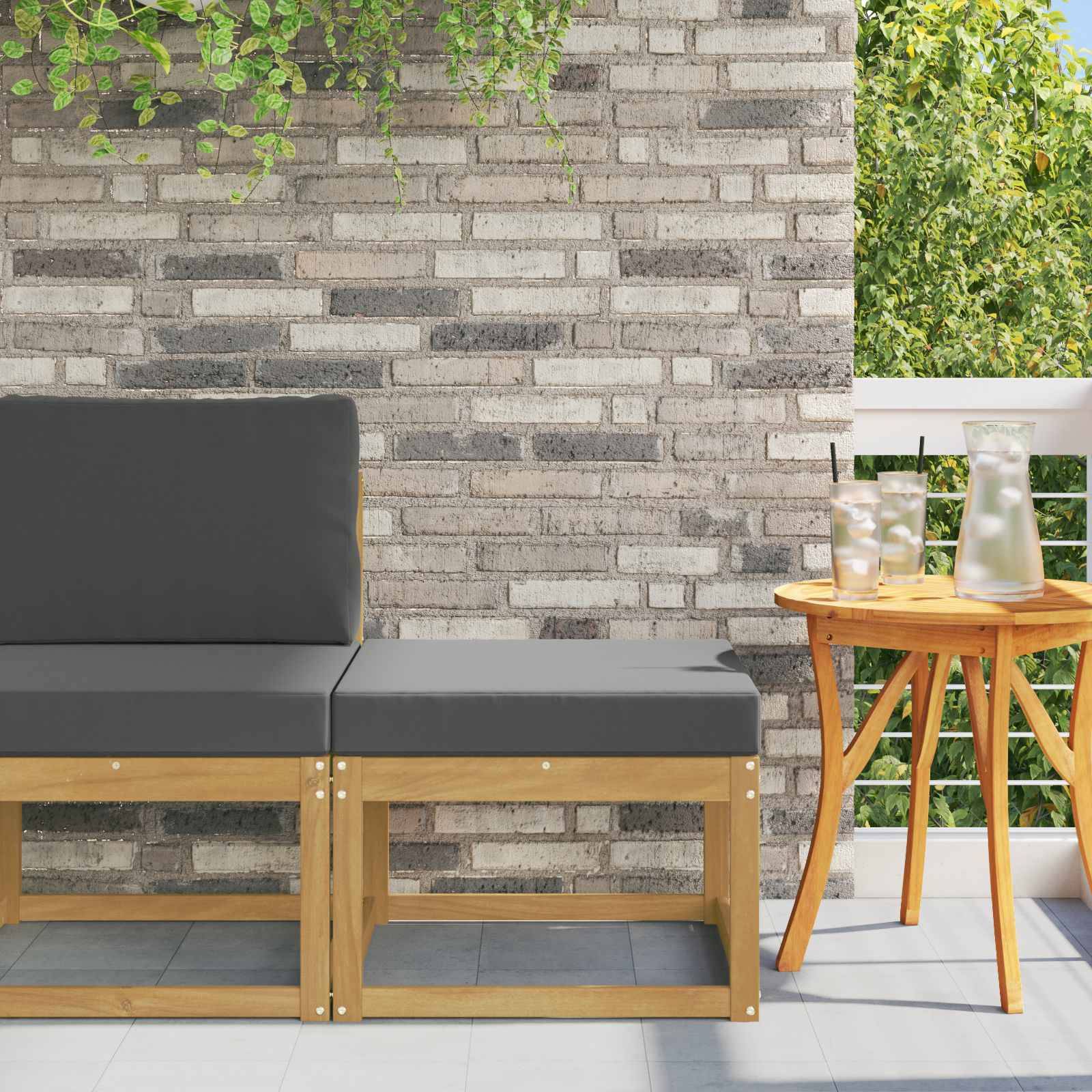 vidaXL Outdoor Hocker Massivholz Akazie Weiß