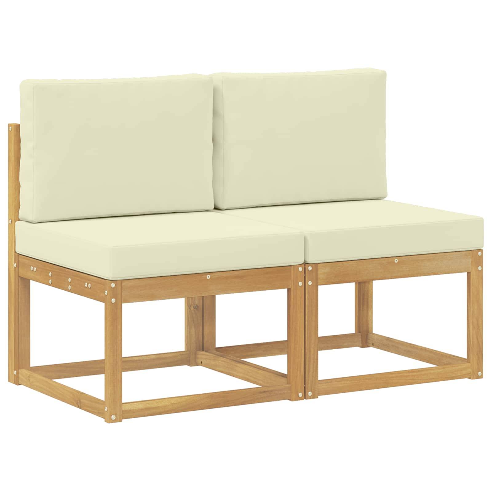 vidaXL 2 Stück Outdoor Mittelsofa Massivholz Akazie Weiß