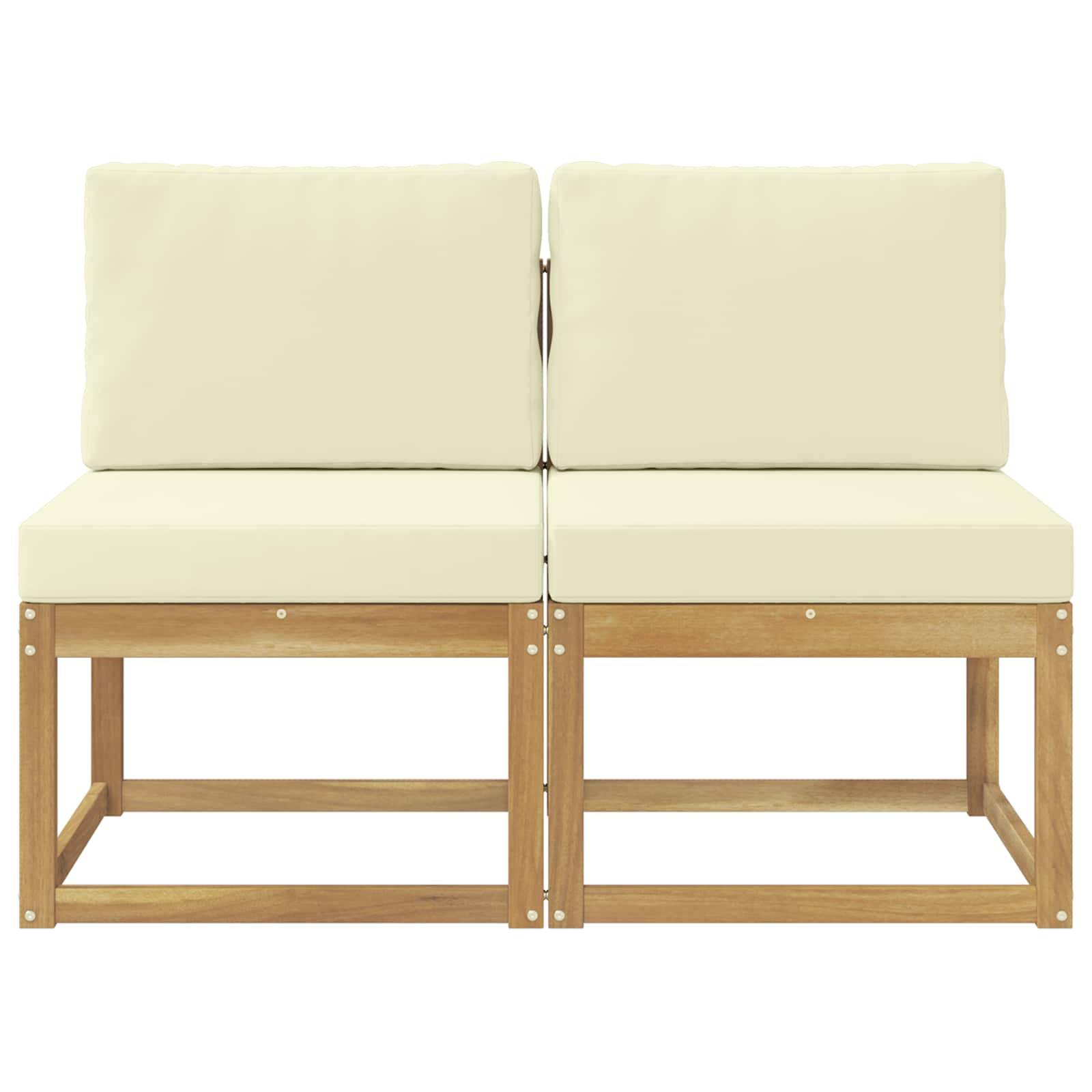 vidaXL 2 Stück Outdoor Mittelsofa Massivholz Akazie Weiß