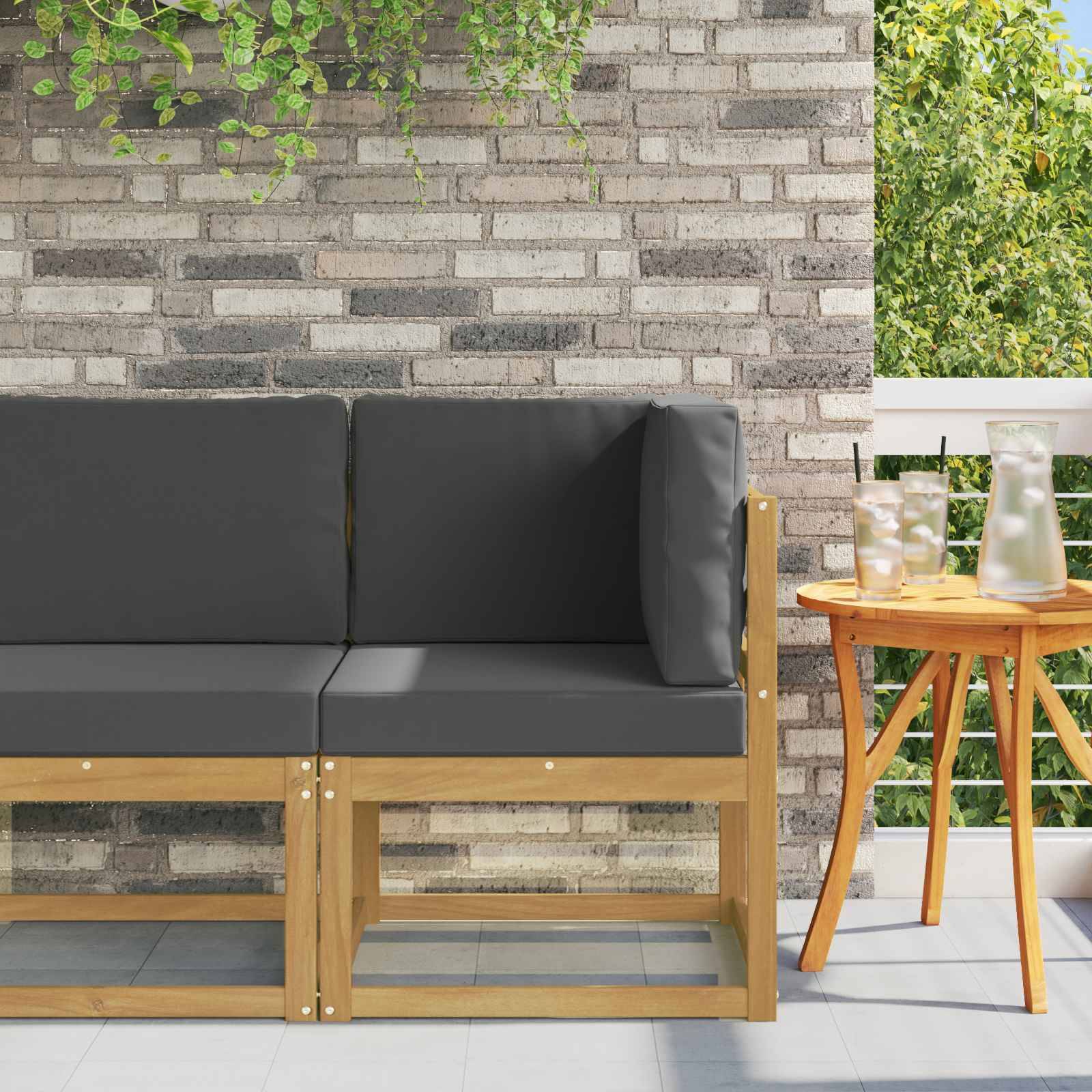vidaXL Outdoor Ecksofa Massivholz Akazie Weiß