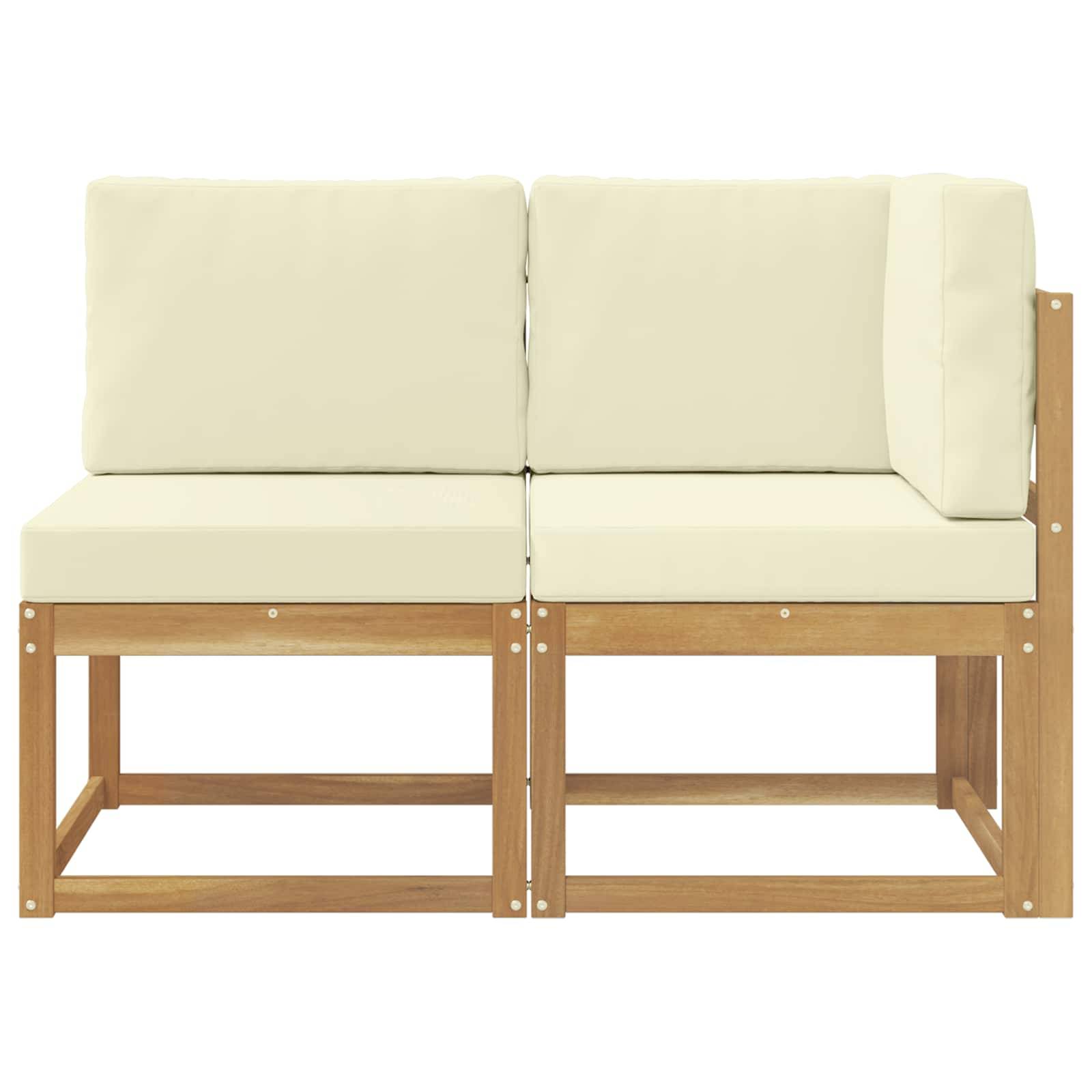 vidaXL Outdoor Mittel- und Ecksofa 2 Stück Weiß Massivholz Akazie