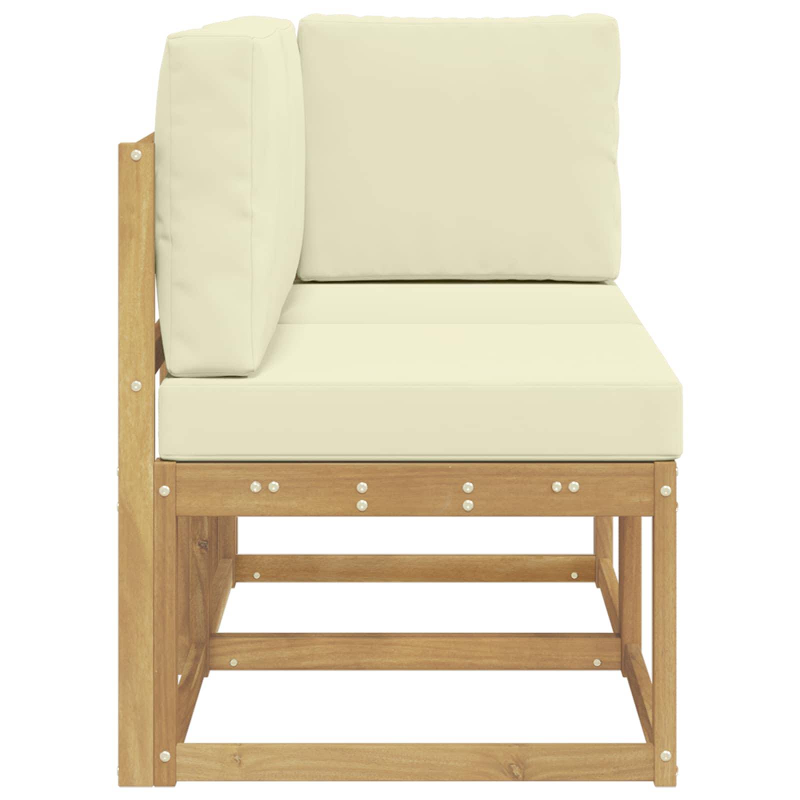 vidaXL Outdoor Mittel- und Ecksofa 2 Stück Weiß Massivholz Akazie