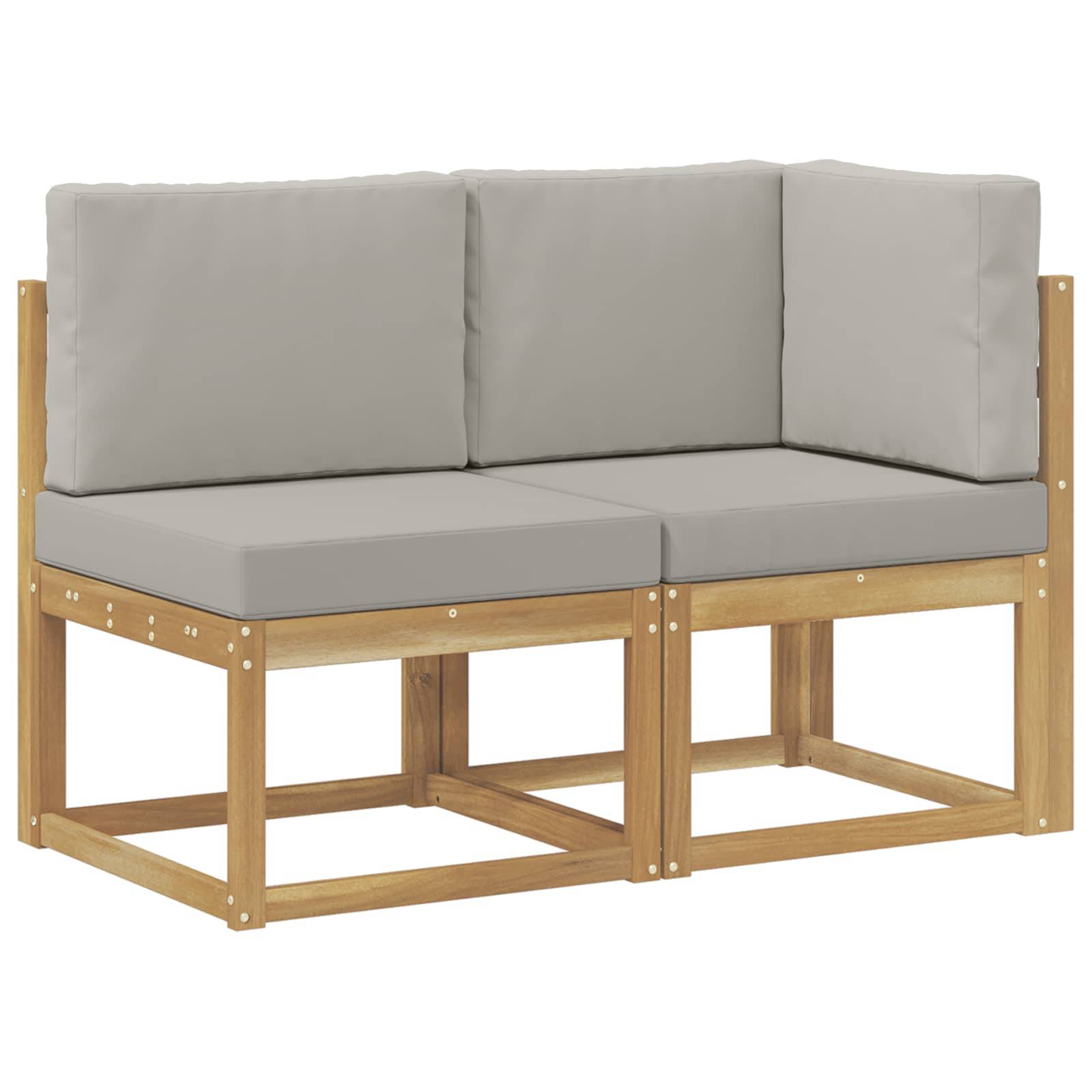 vidaXL Outdoor Mittel- und Ecksofa 2 Stück Weiß Massivholz Akazie