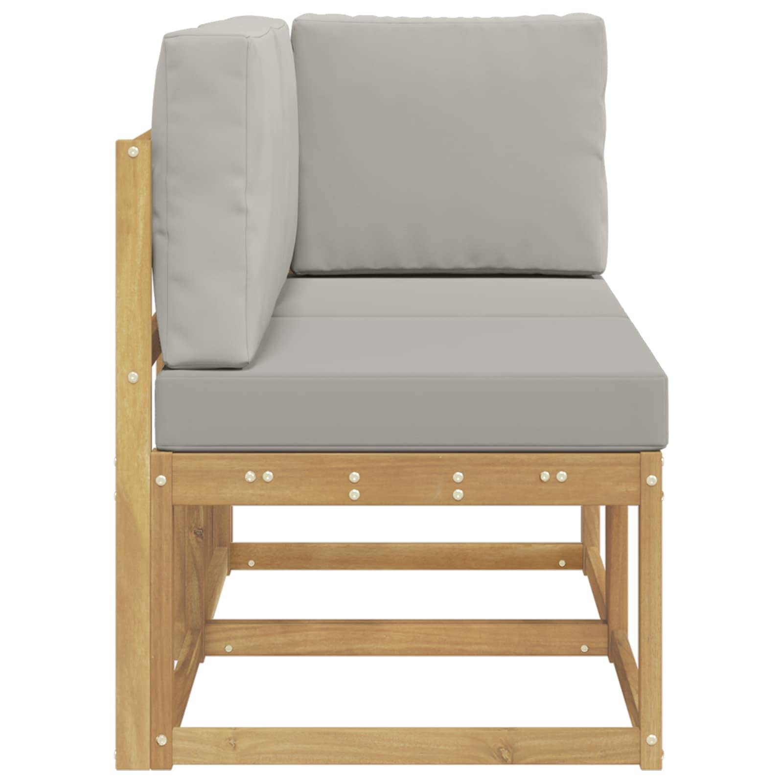 vidaXL Outdoor Mittel- und Ecksofa 2 Stück Weiß Massivholz Akazie
