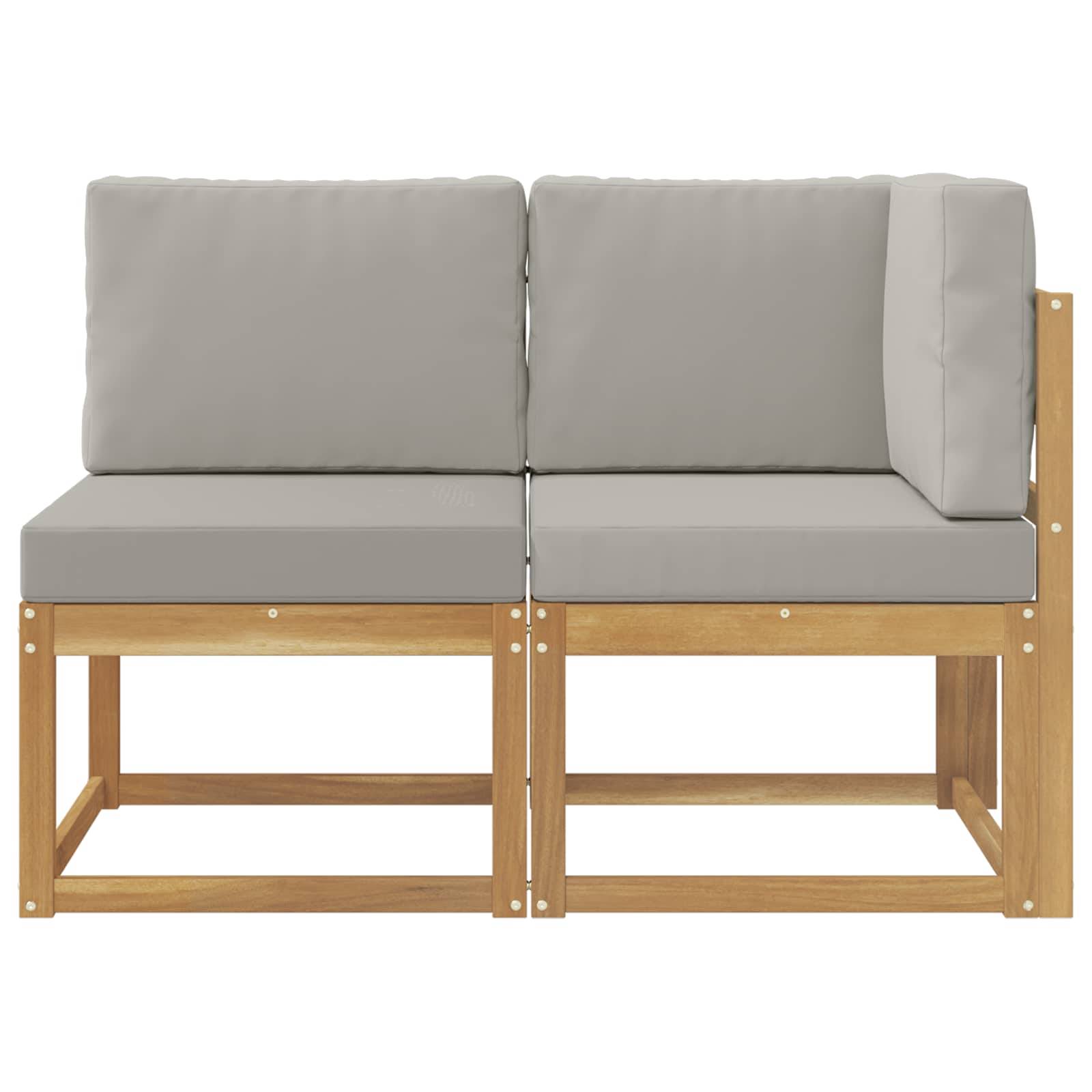 vidaXL Outdoor Mittel- und Ecksofa 2 Stück Weiß Massivholz Akazie