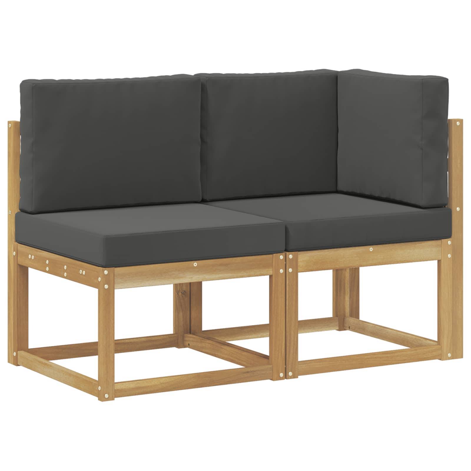 vidaXL Outdoor Mittel- und Ecksofa 2 Stück Weiß Massivholz Akazie