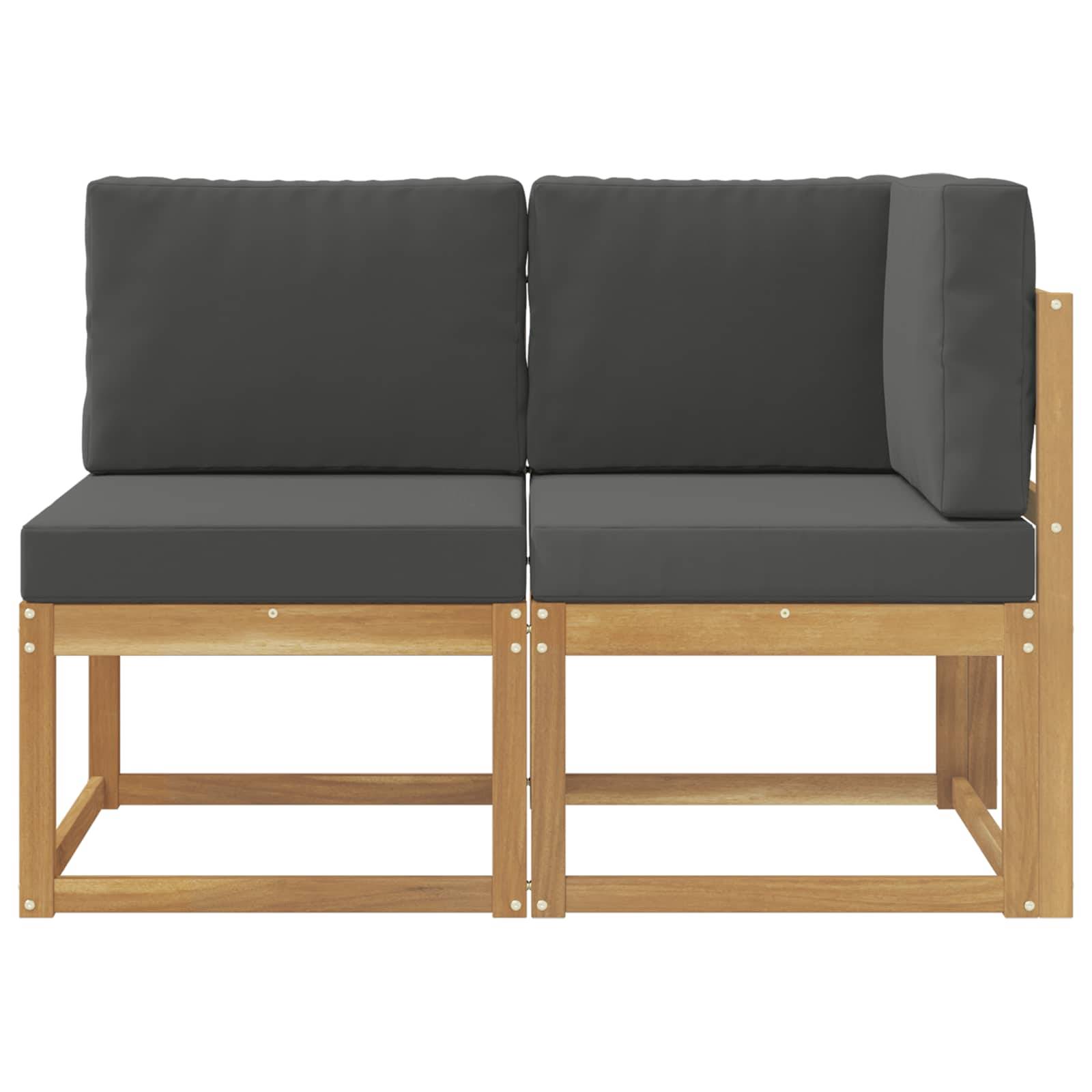 vidaXL Outdoor Mittel- und Ecksofa 2 Stück Weiß Massivholz Akazie