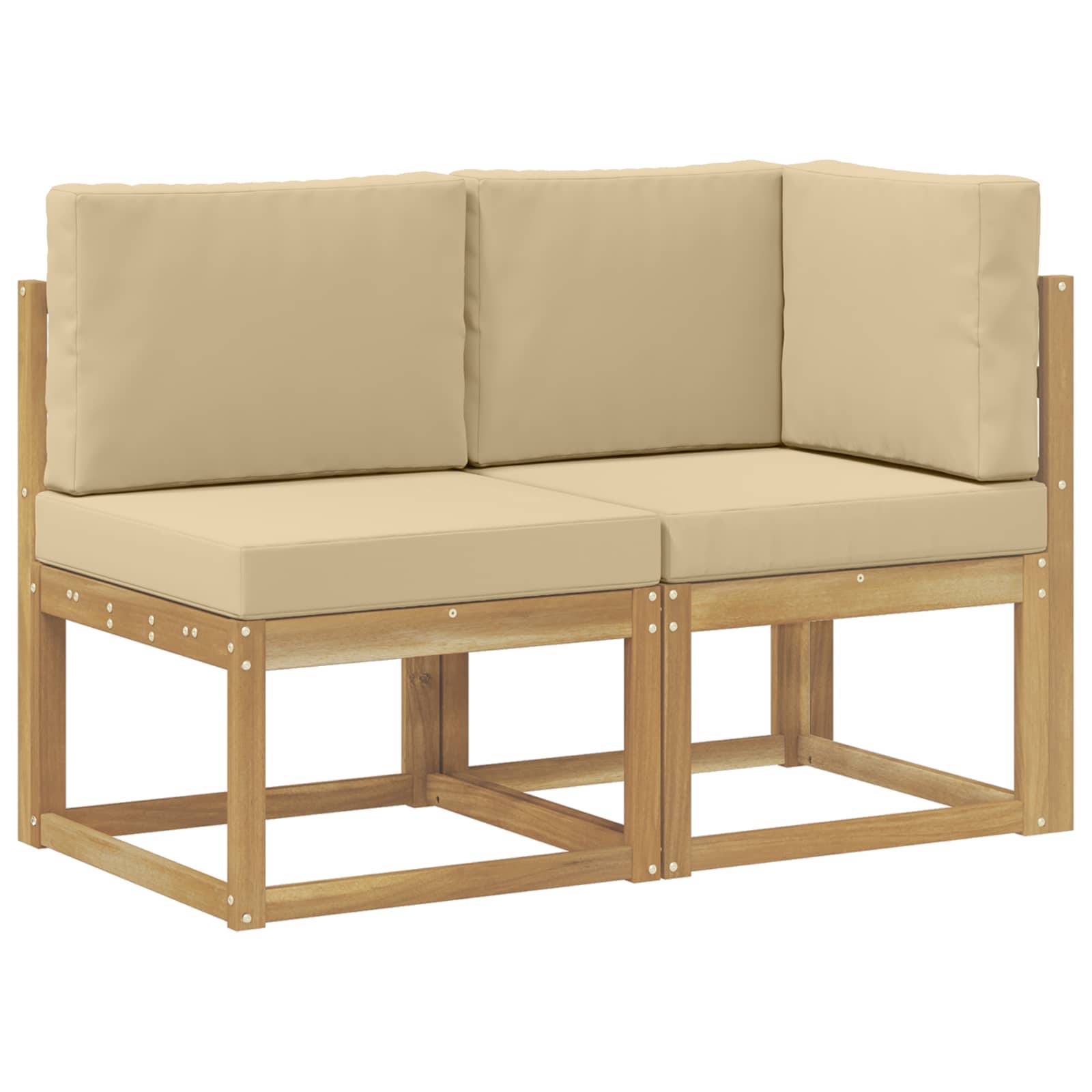 vidaXL Outdoor Mittel- und Ecksofa 2 Stück Weiß Massivholz Akazie