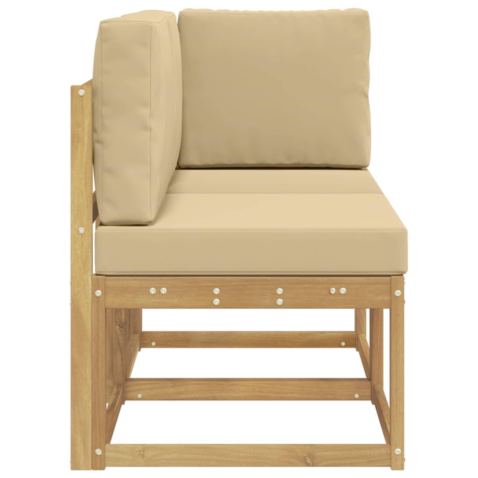 vidaXL Outdoor Mittel- und Ecksofa 2 Stück Weiß Massivholz Akazie