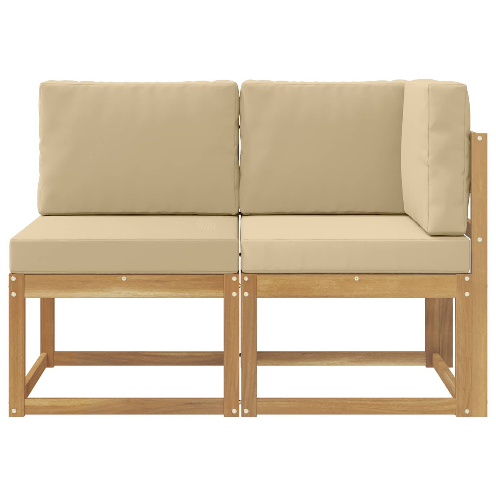 vidaXL Outdoor Mittel- und Ecksofa 2 Stück Weiß Massivholz Akazie
