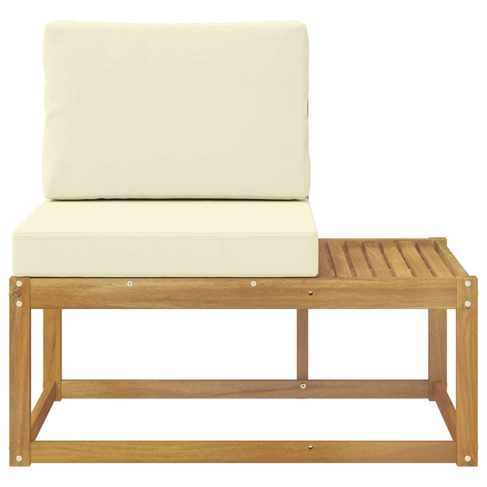 vidaXL Outdoor End Sofa Weiß 91 x 63 x 73 cm Massivholz Akazie