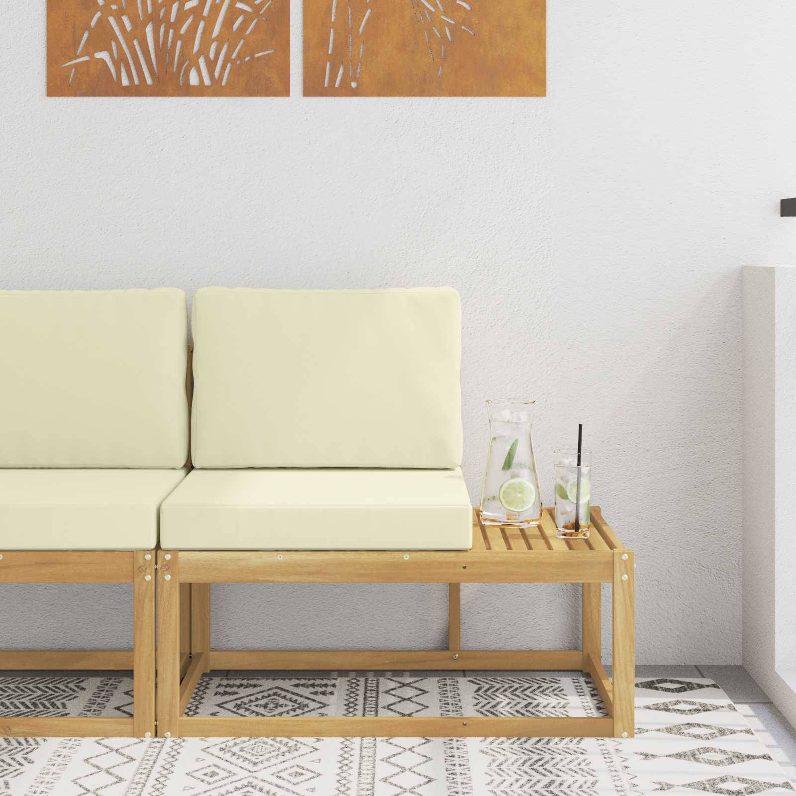 vidaXL Outdoor End Sofa Weiß 91 x 63 x 73 cm Massivholz Akazie