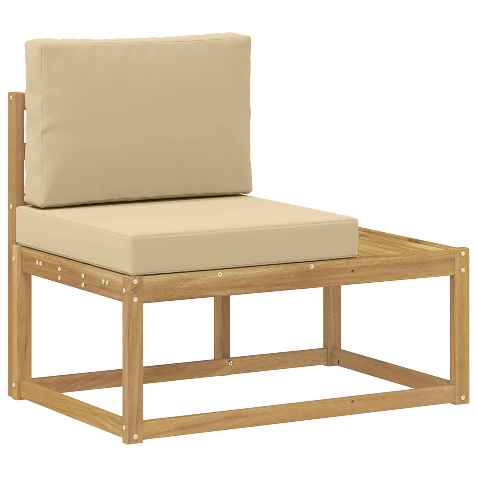 vidaXL Outdoor End Sofa Weiß 91 x 63 x 73 cm Massivholz Akazie
