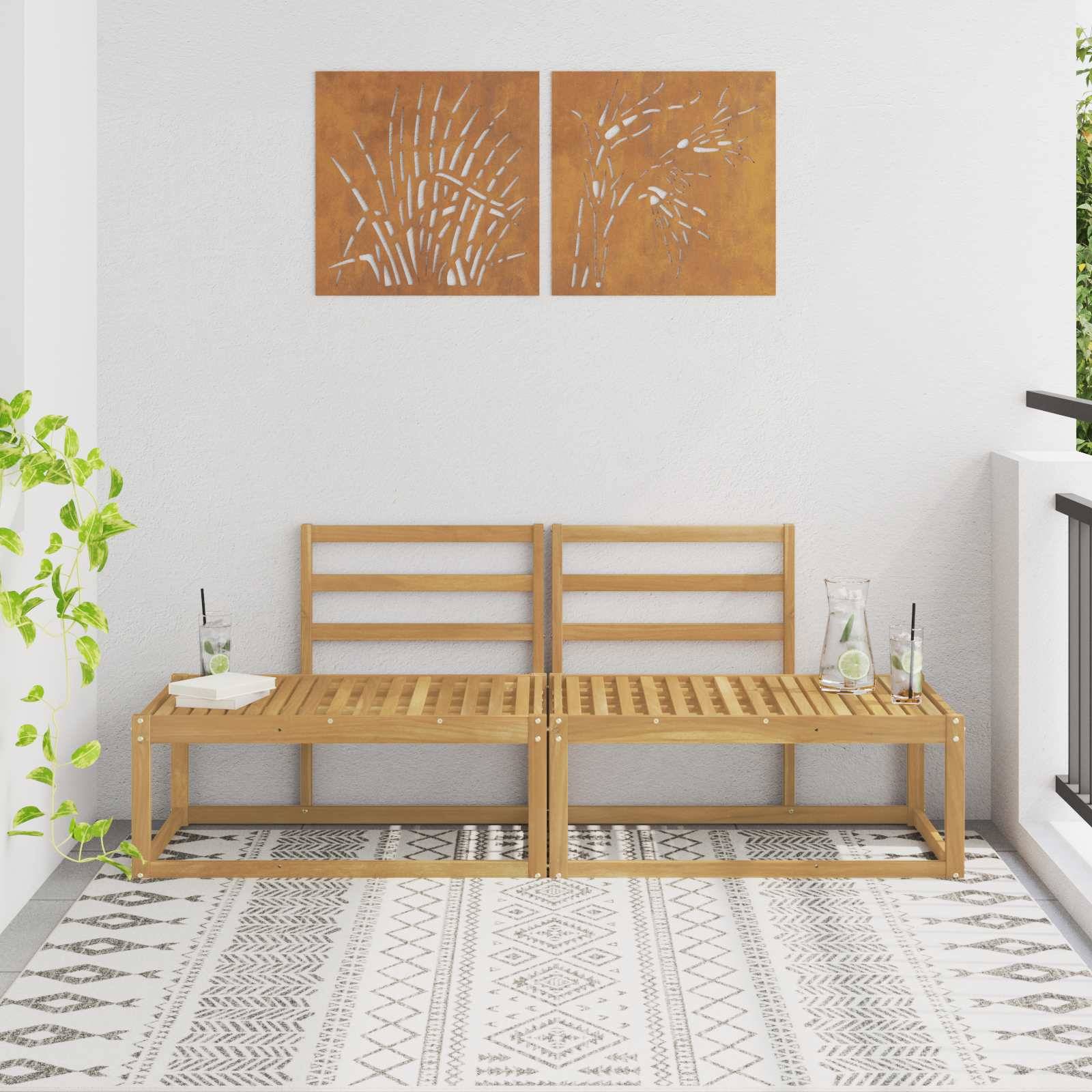 vidaXL Outdoor End Sofa 2 Stück Weiß 182,5 x 63 x 73 cm
