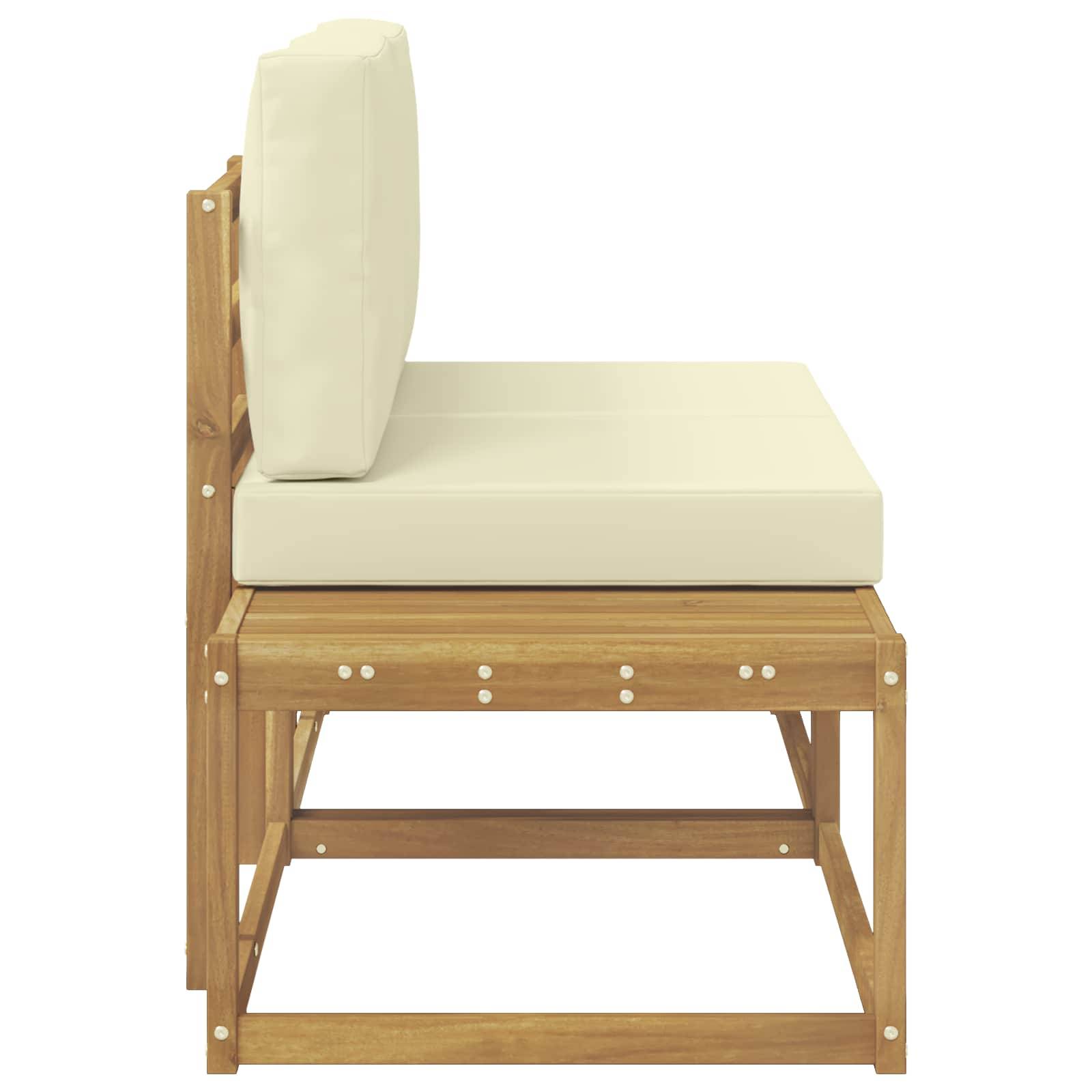vidaXL Outdoor End Sofa mit Kissen 2 Stück Weiß Massivholz Akazie