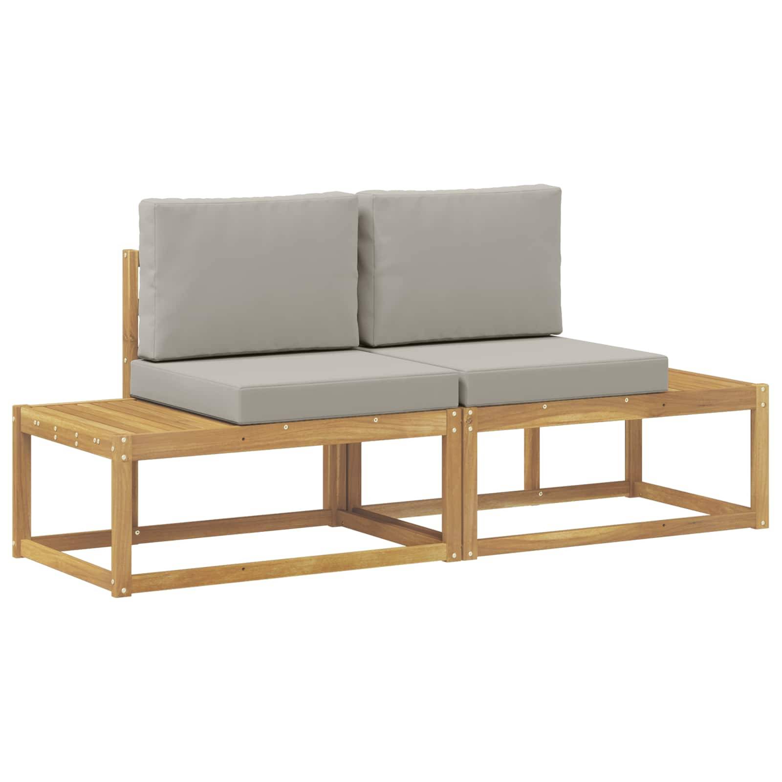 vidaXL Outdoor End Sofa mit Kissen 2 Stück Weiß Massivholz Akazie