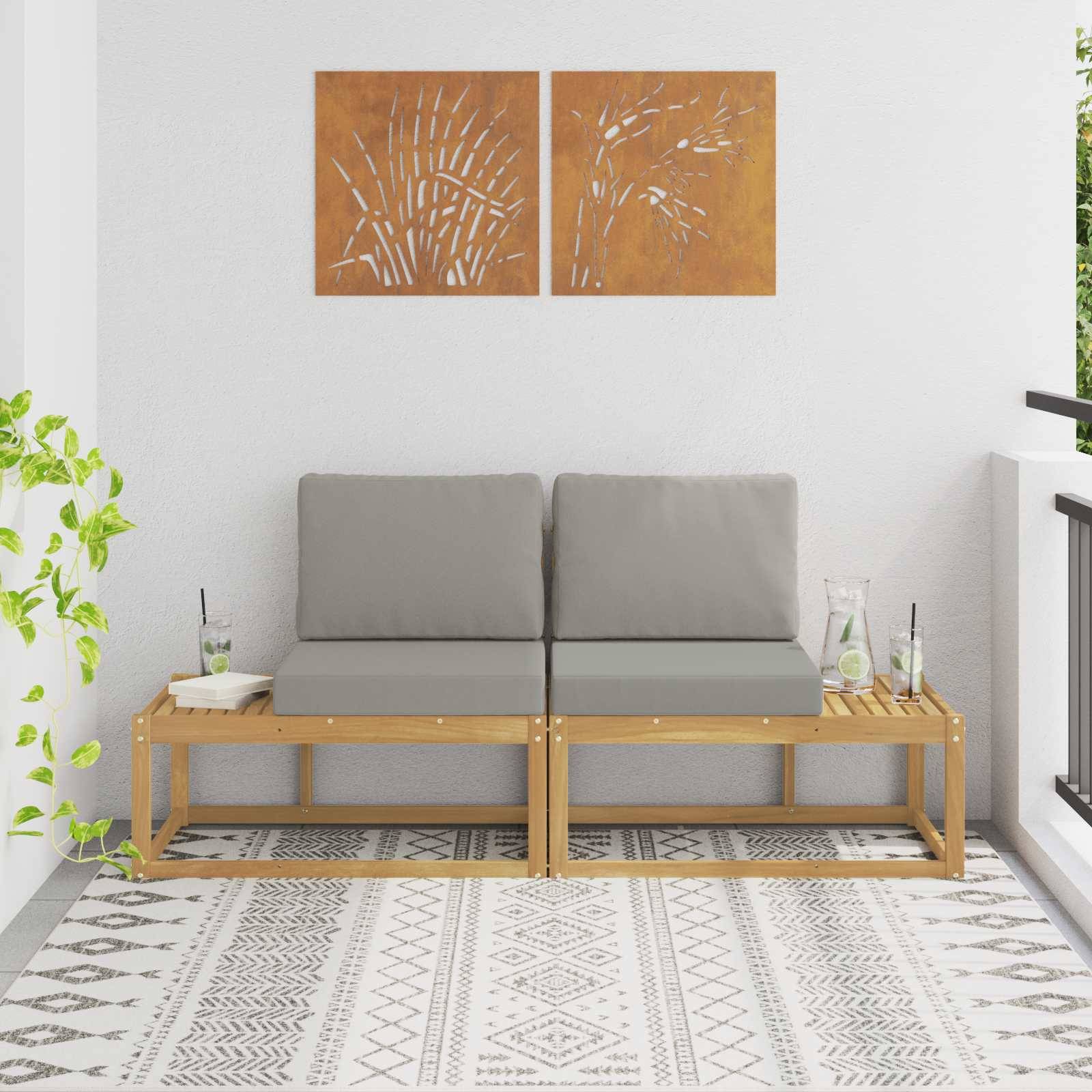 vidaXL Outdoor End Sofa mit Kissen 2 Stück Weiß Massivholz Akazie