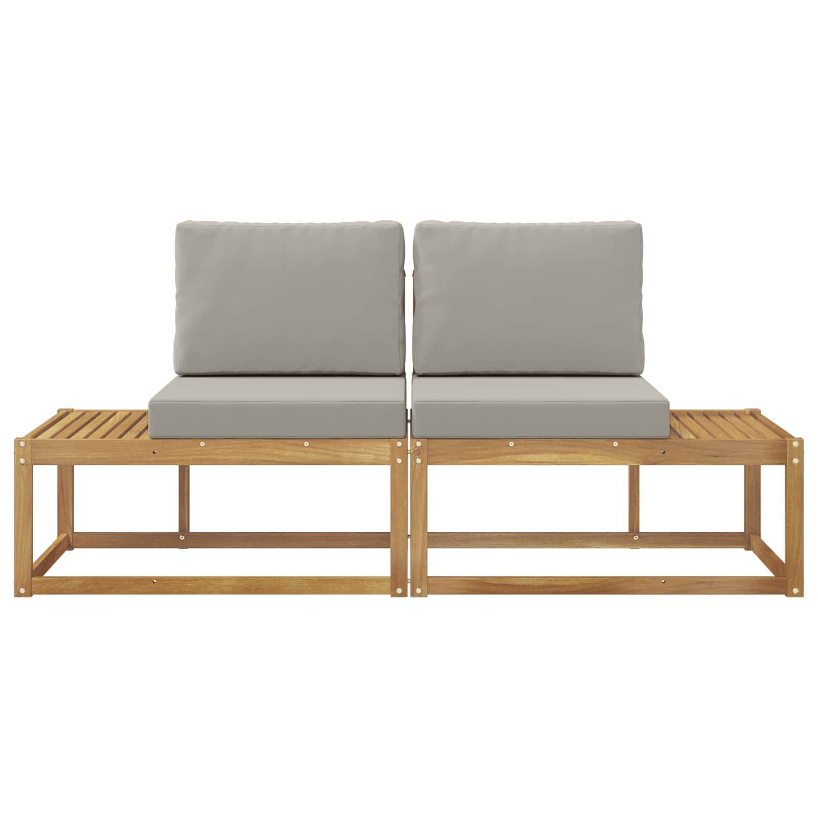 vidaXL Outdoor End Sofa mit Kissen 2 Stück Weiß Massivholz Akazie