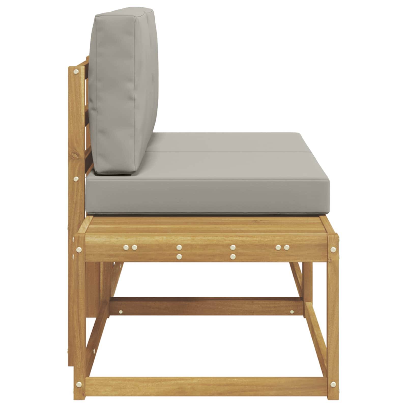 vidaXL Outdoor End Sofa mit Kissen 2 Stück Weiß Massivholz Akazie