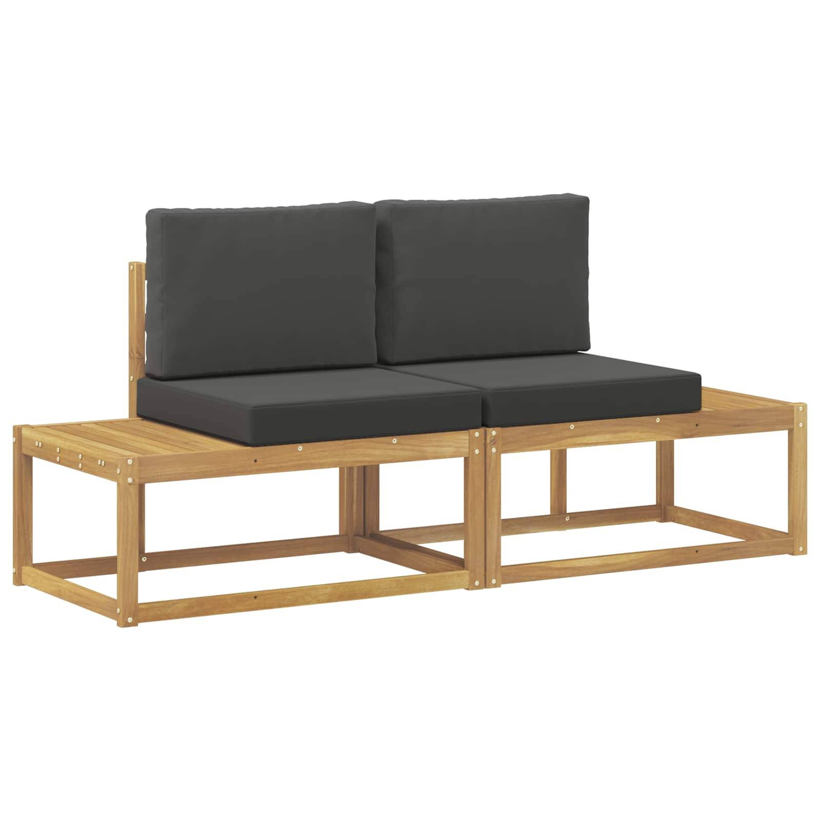 vidaXL Outdoor End Sofa mit Kissen 2 Stück Weiß Massivholz Akazie