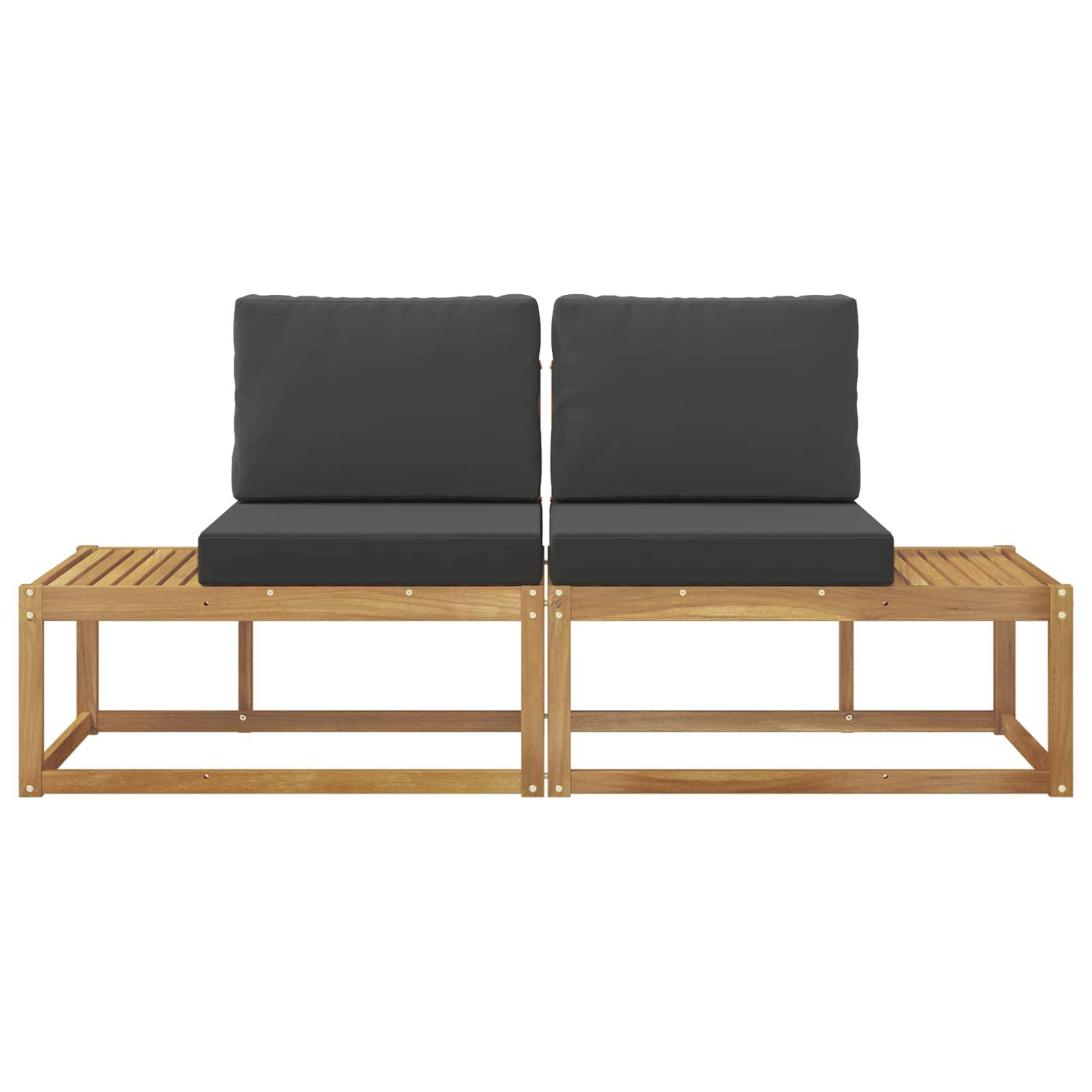 vidaXL Outdoor End Sofa mit Kissen 2 Stück Weiß Massivholz Akazie