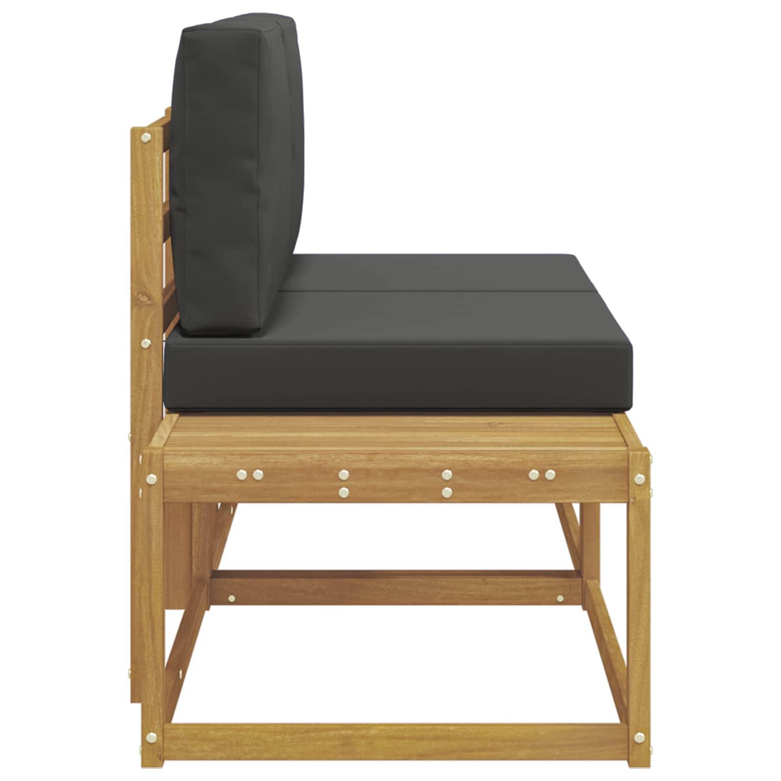 vidaXL Outdoor End Sofa mit Kissen 2 Stück Weiß Massivholz Akazie