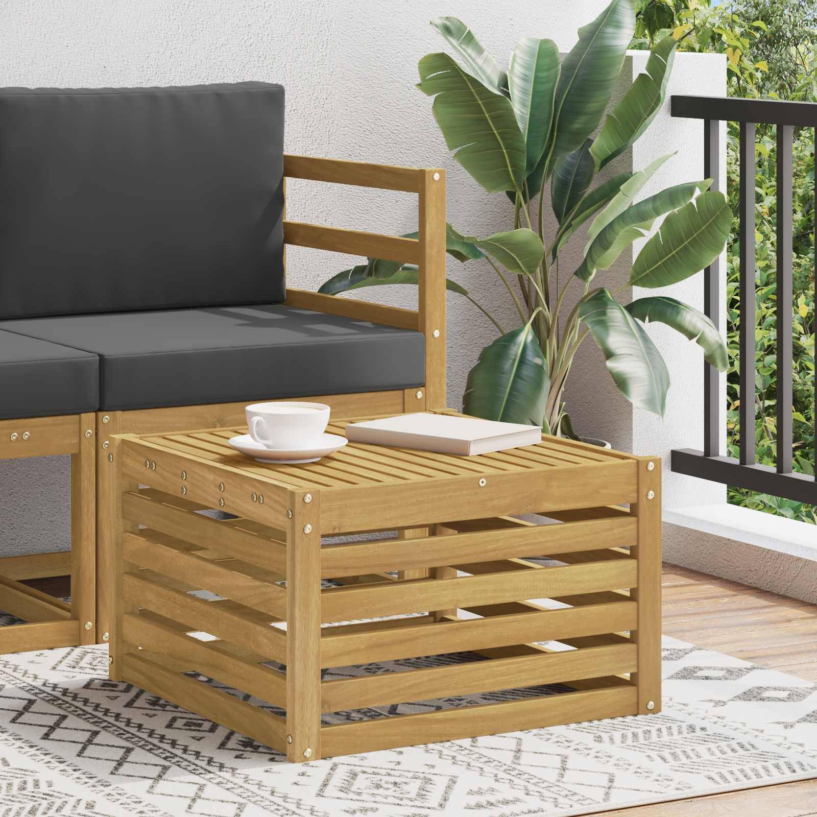 vidaXL Tisch für Outdoor Massivholz Akazie Weiß 59 x 59 x 37 cm