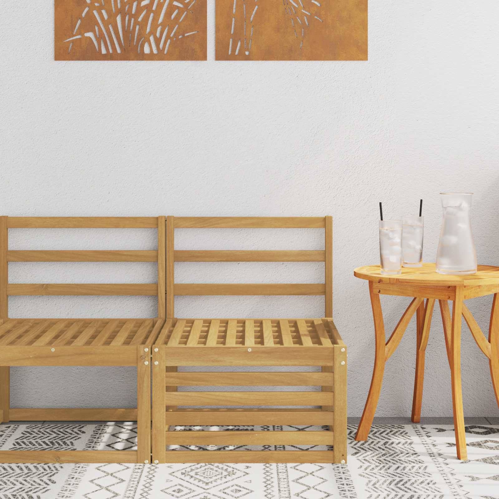 vidaXL Outdoor Mittelsofa Massivholz Akazie Weiß 63 x 59 x 73 cm