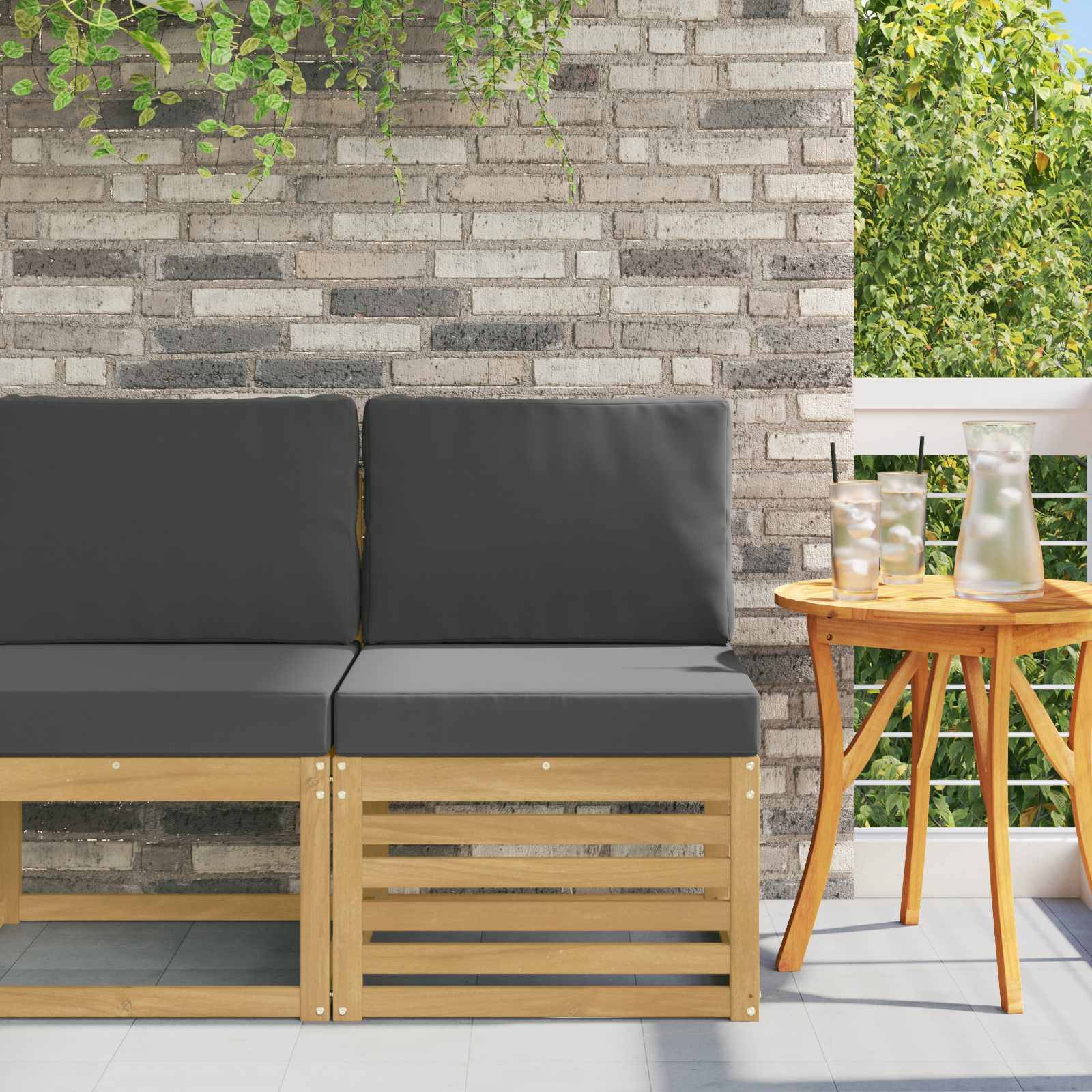 vidaXL Outdoor Mittelsofa Massivholz Akazie Weiß