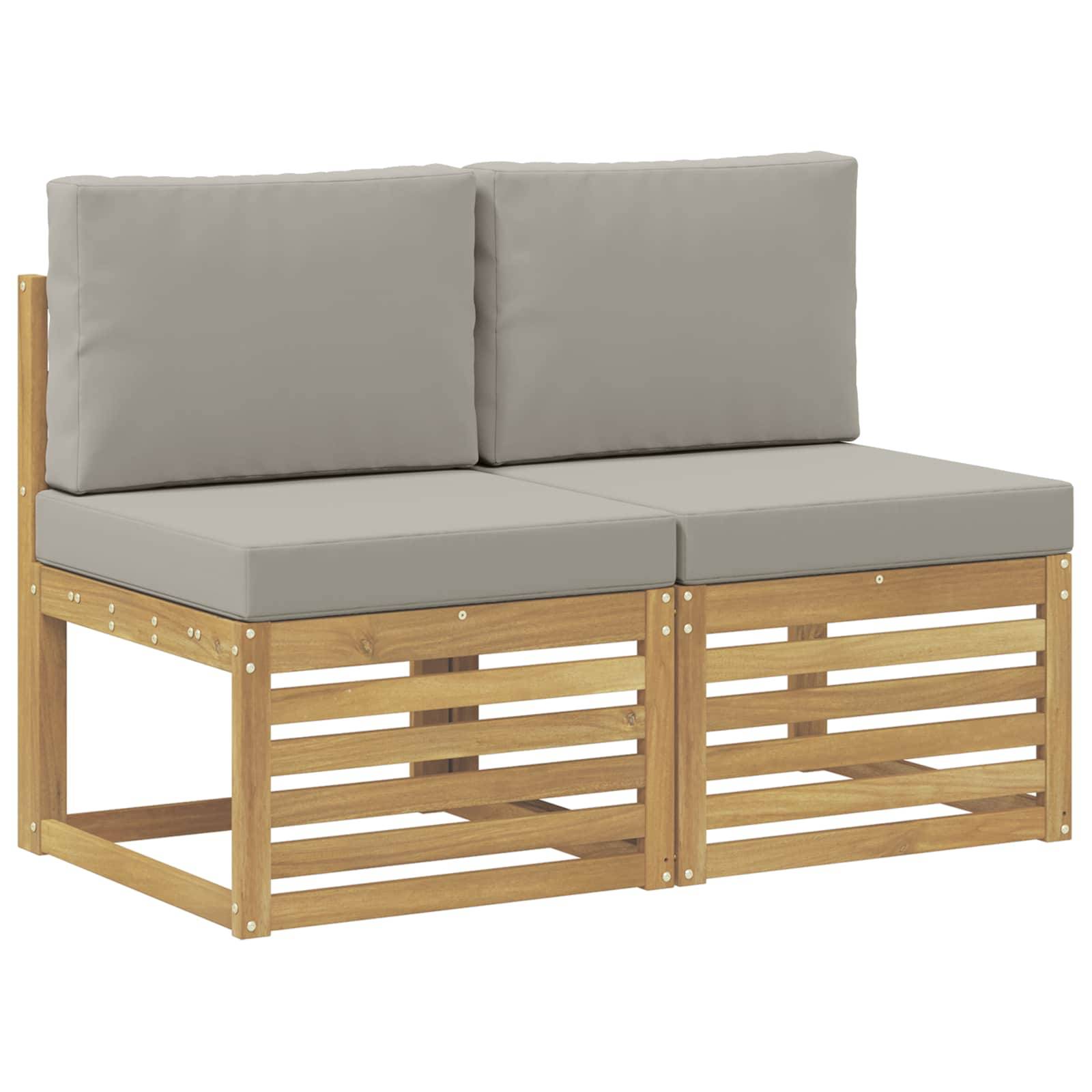 vidaXL 2 Stück Outdoor Mittelsofa Massivholz Akazie Weiß
