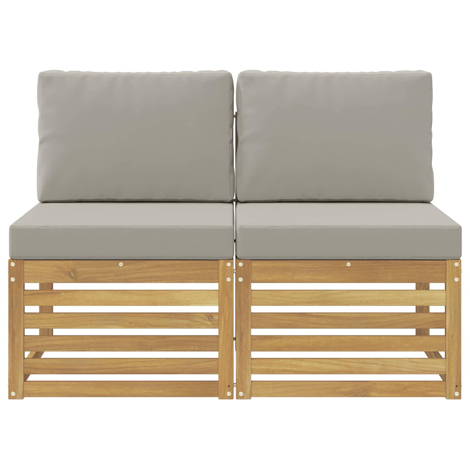 vidaXL 2 Stück Outdoor Mittelsofa Massivholz Akazie Weiß