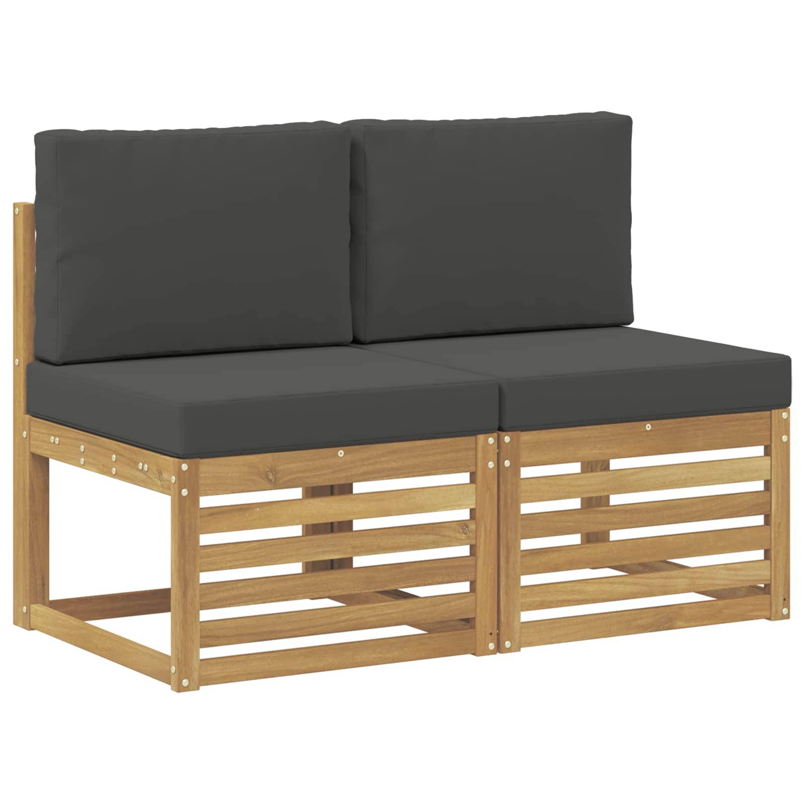 vidaXL 2 Stück Outdoor Mittelsofa Massivholz Akazie Weiß