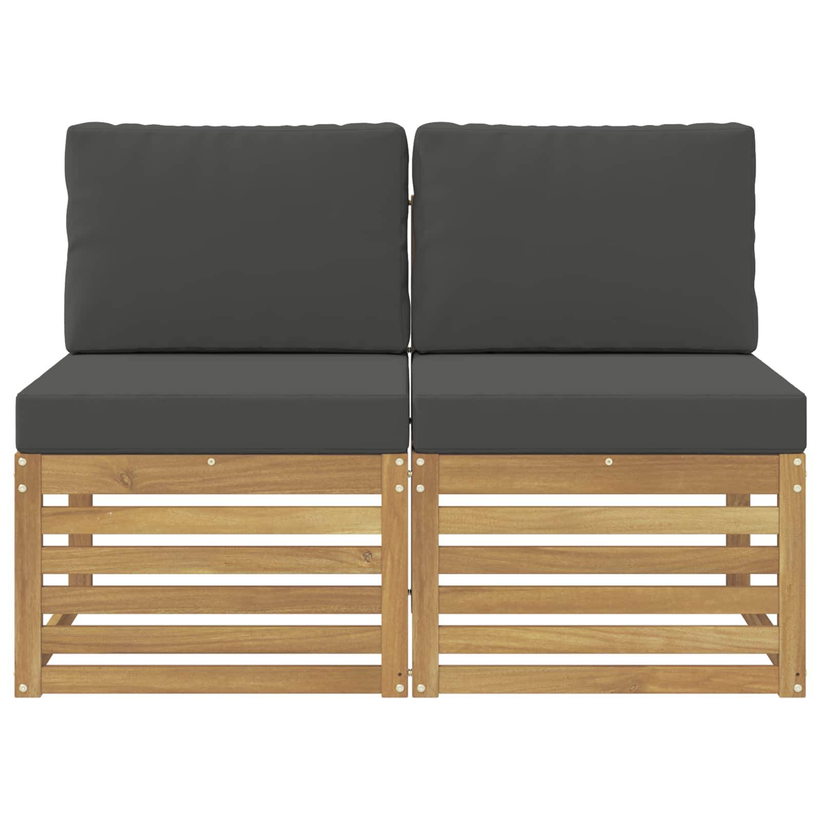 vidaXL 2 Stück Outdoor Mittelsofa Massivholz Akazie Weiß