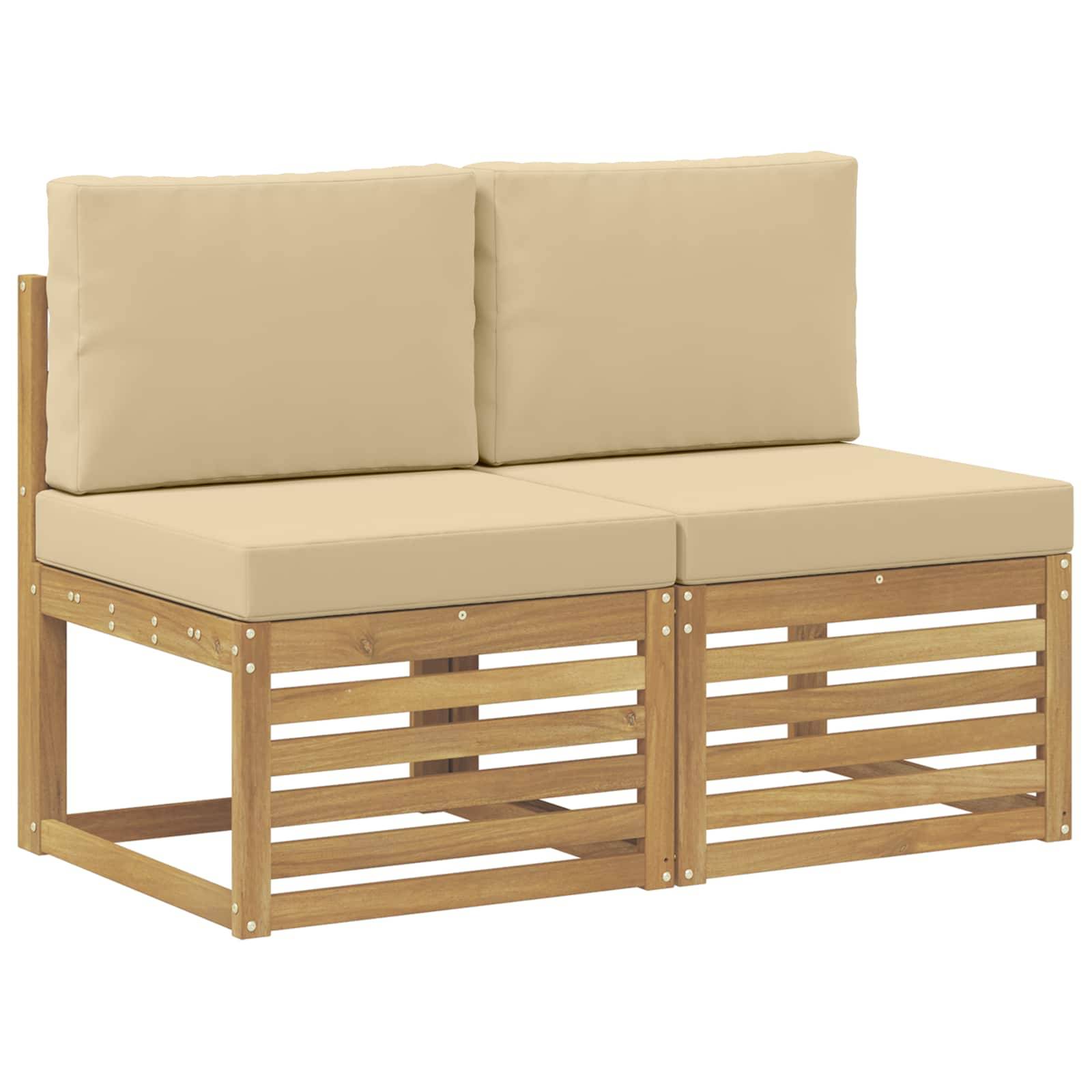 vidaXL 2 Stück Outdoor Mittelsofa Massivholz Akazie Weiß