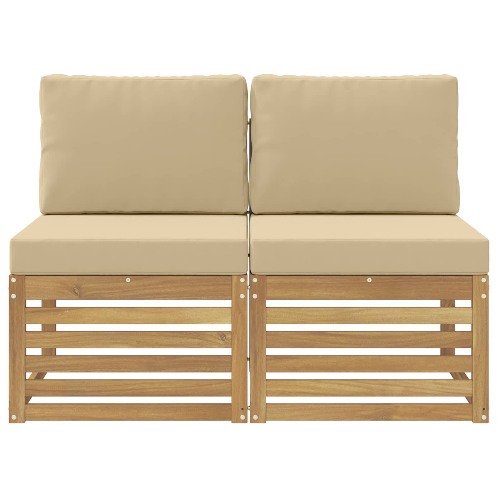 vidaXL 2 Stück Outdoor Mittelsofa Massivholz Akazie Weiß