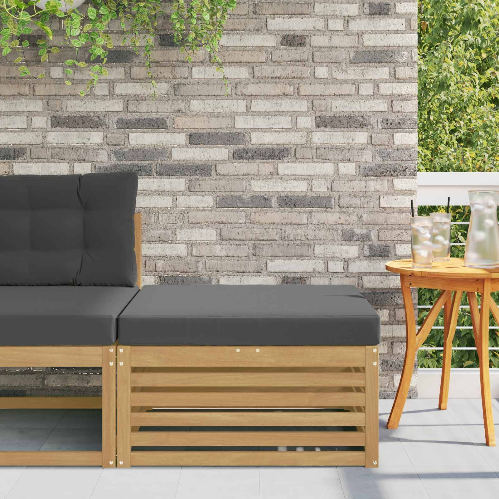 vidaXL Outdoor-Fußhocker Massivholz Akazie Weiß