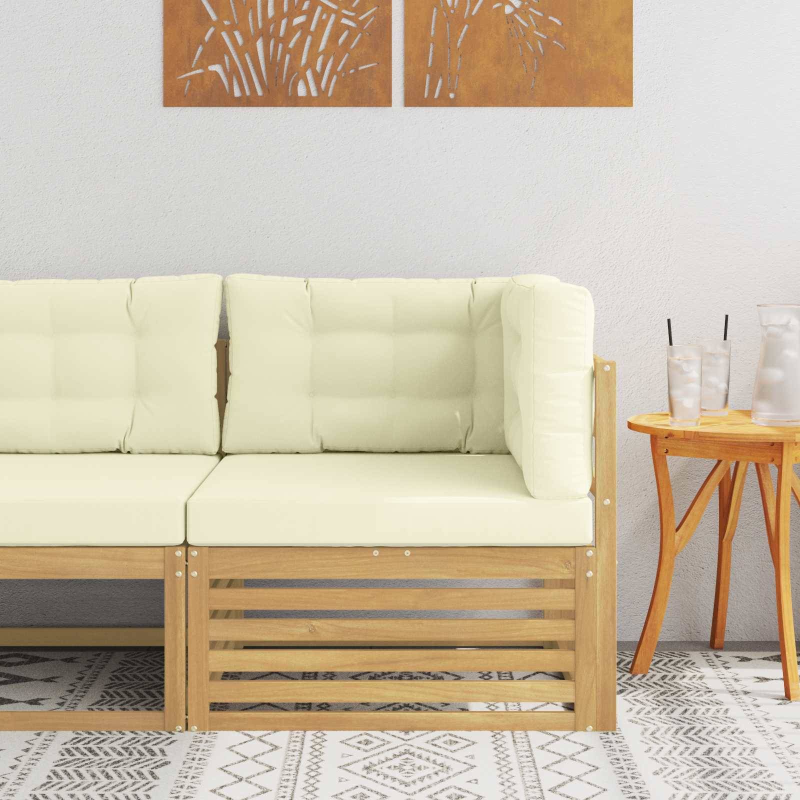 vidaXL Outdoor Ecksofa Massivholz Akazie Weiß