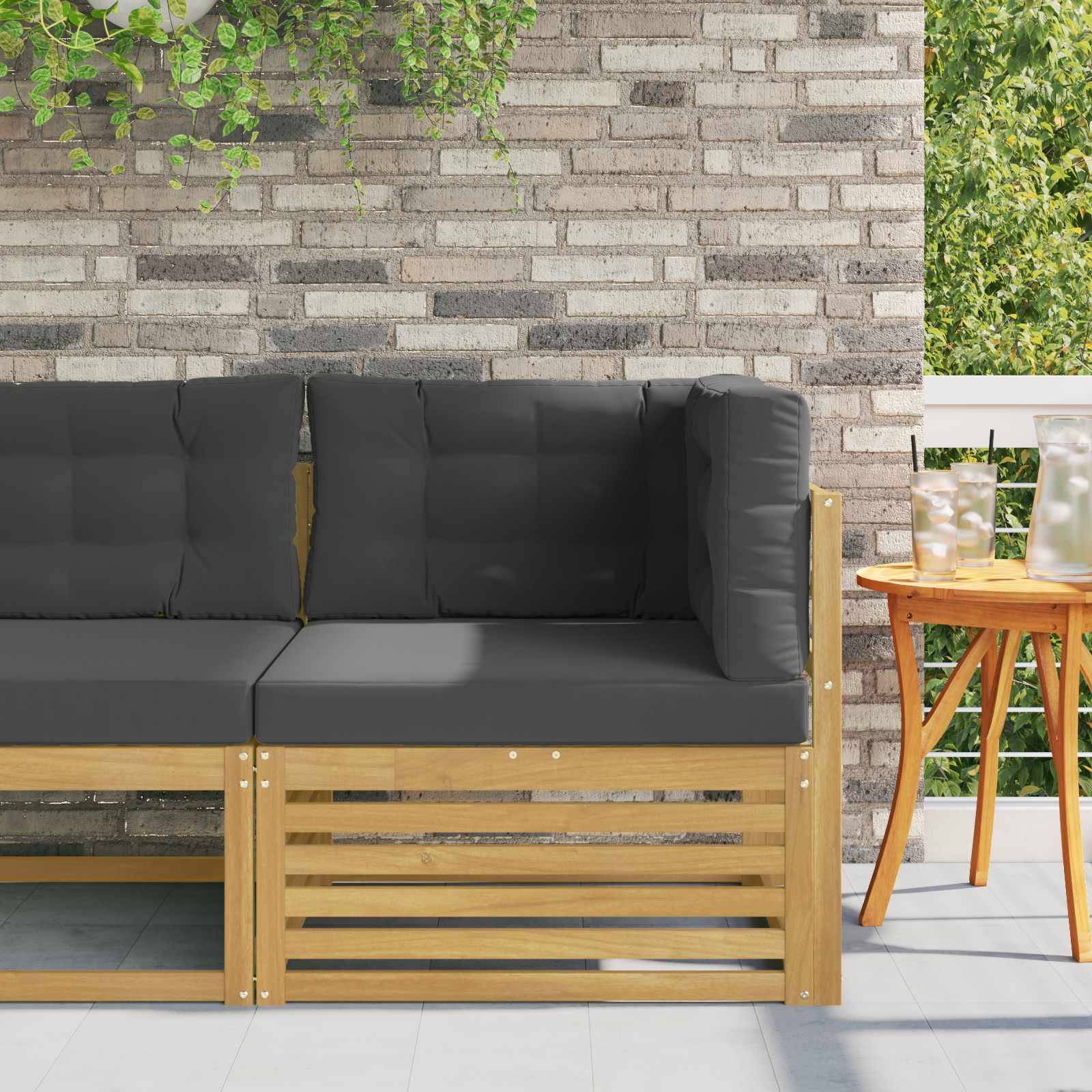 vidaXL Outdoor Ecksofa Massivholz Akazie Weiß