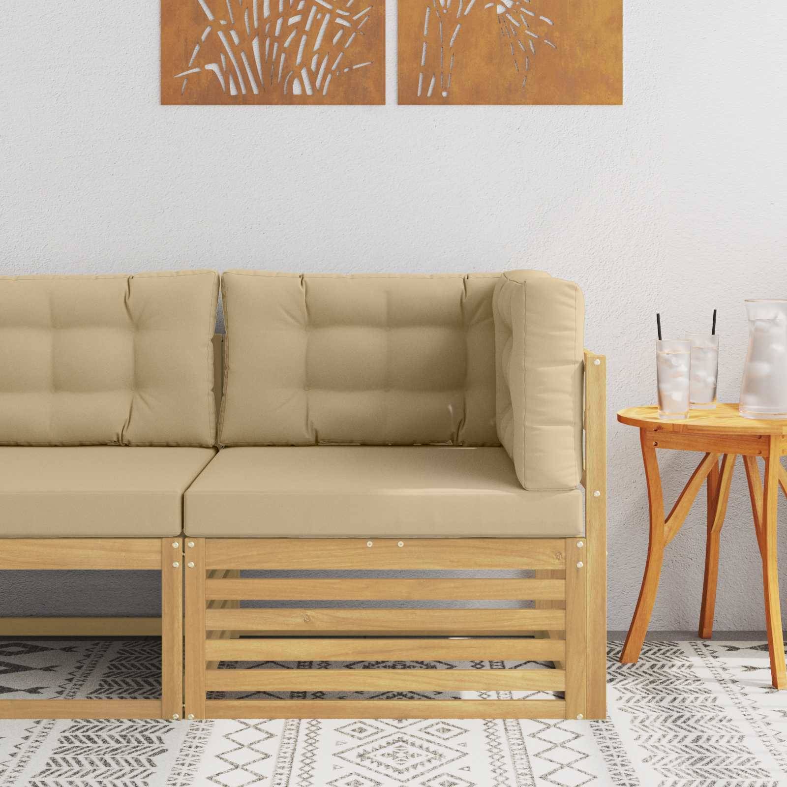 vidaXL Outdoor Ecksofa Massivholz Akazie Weiß