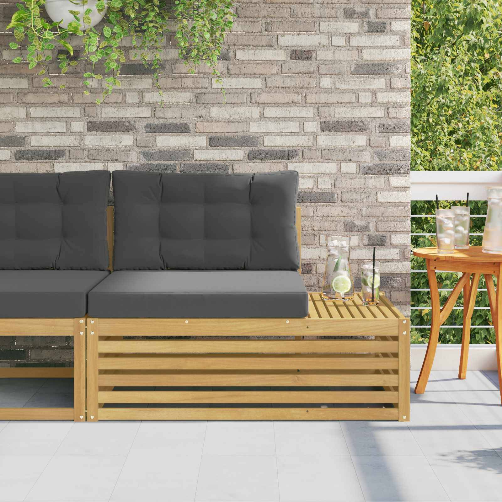 vidaXL Outdoor End Sofa Weiß 115 x 83 x 73 cm Massivholz Akazie
