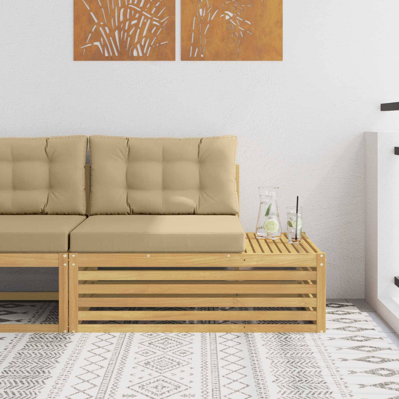 vidaXL Outdoor End Sofa Weiß 115 x 83 x 73 cm Massivholz Akazie
