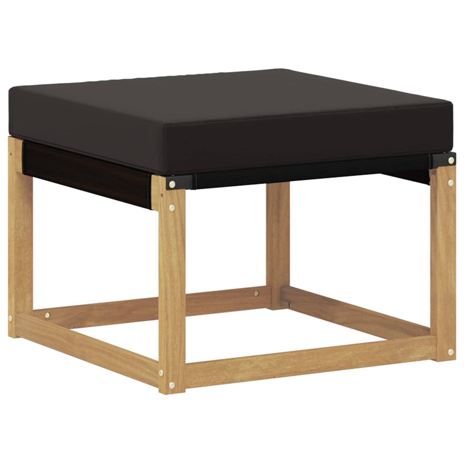 vidaXL Outdoor-Fußhocker Massivholz Akazie und Textilene Stoff Weiß