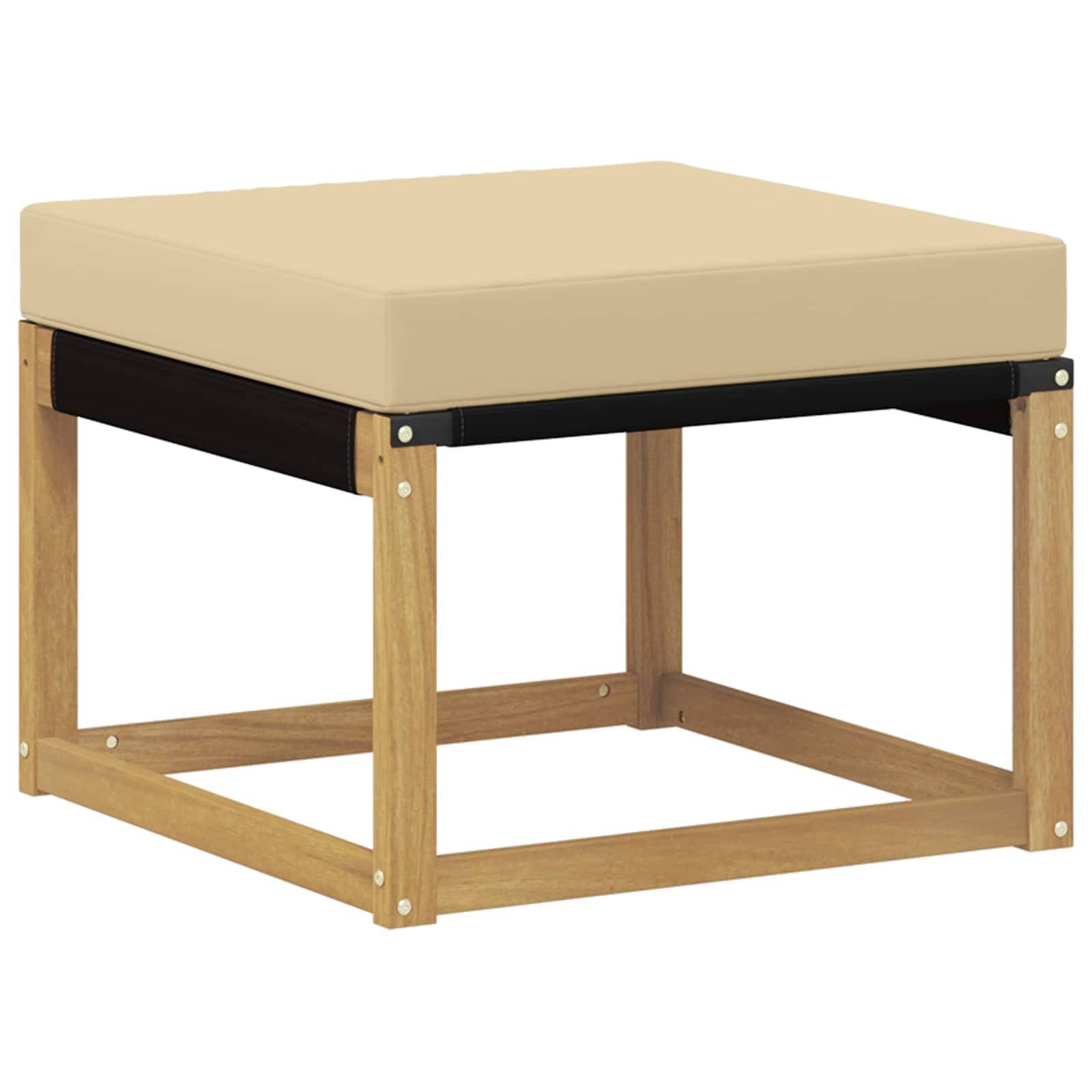 vidaXL Outdoor-Fußhocker Massivholz Akazie und Textilene Stoff Weiß