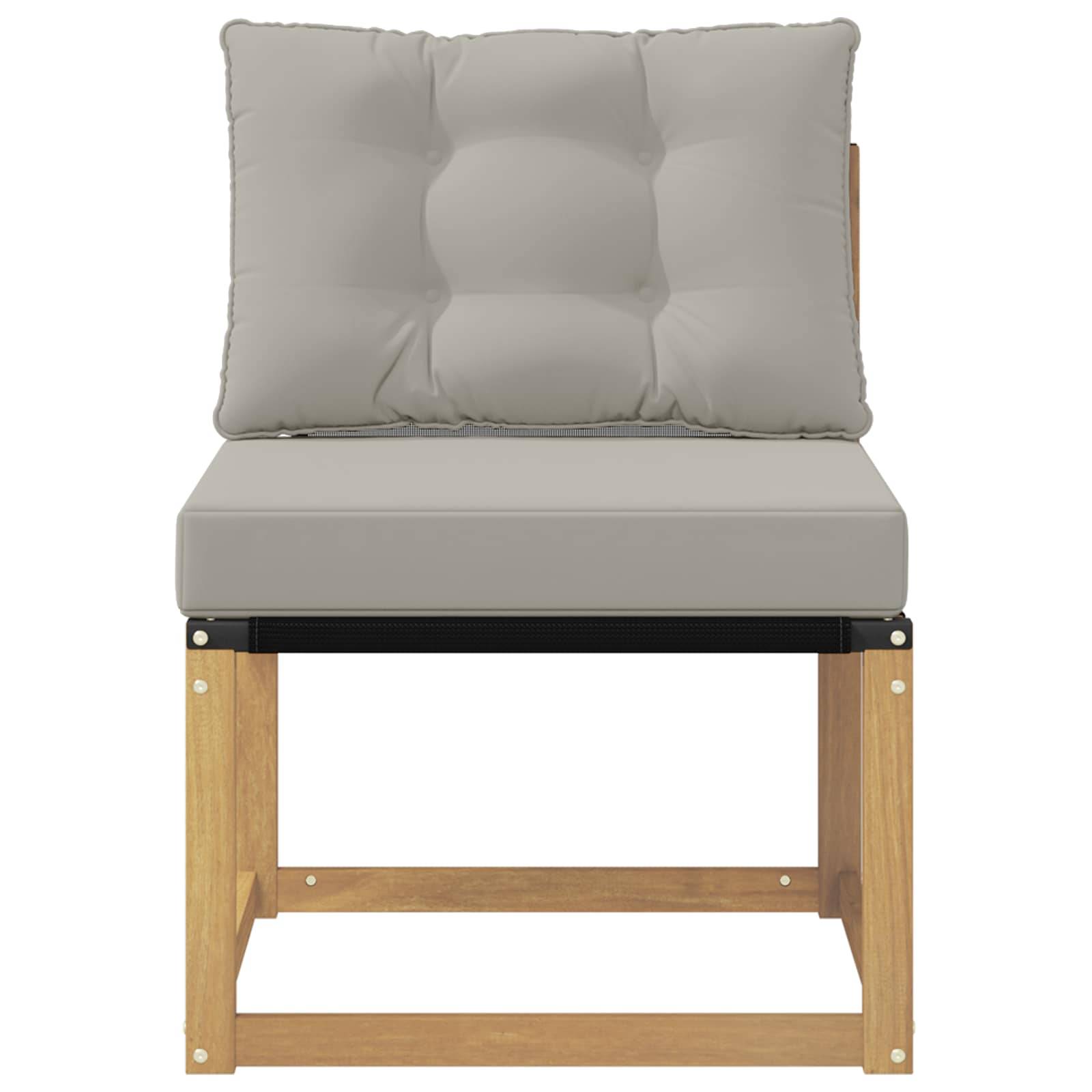 vidaXL Outdoor Mittelsofa Massivholz Akazie und Textilene Stoff Weiß