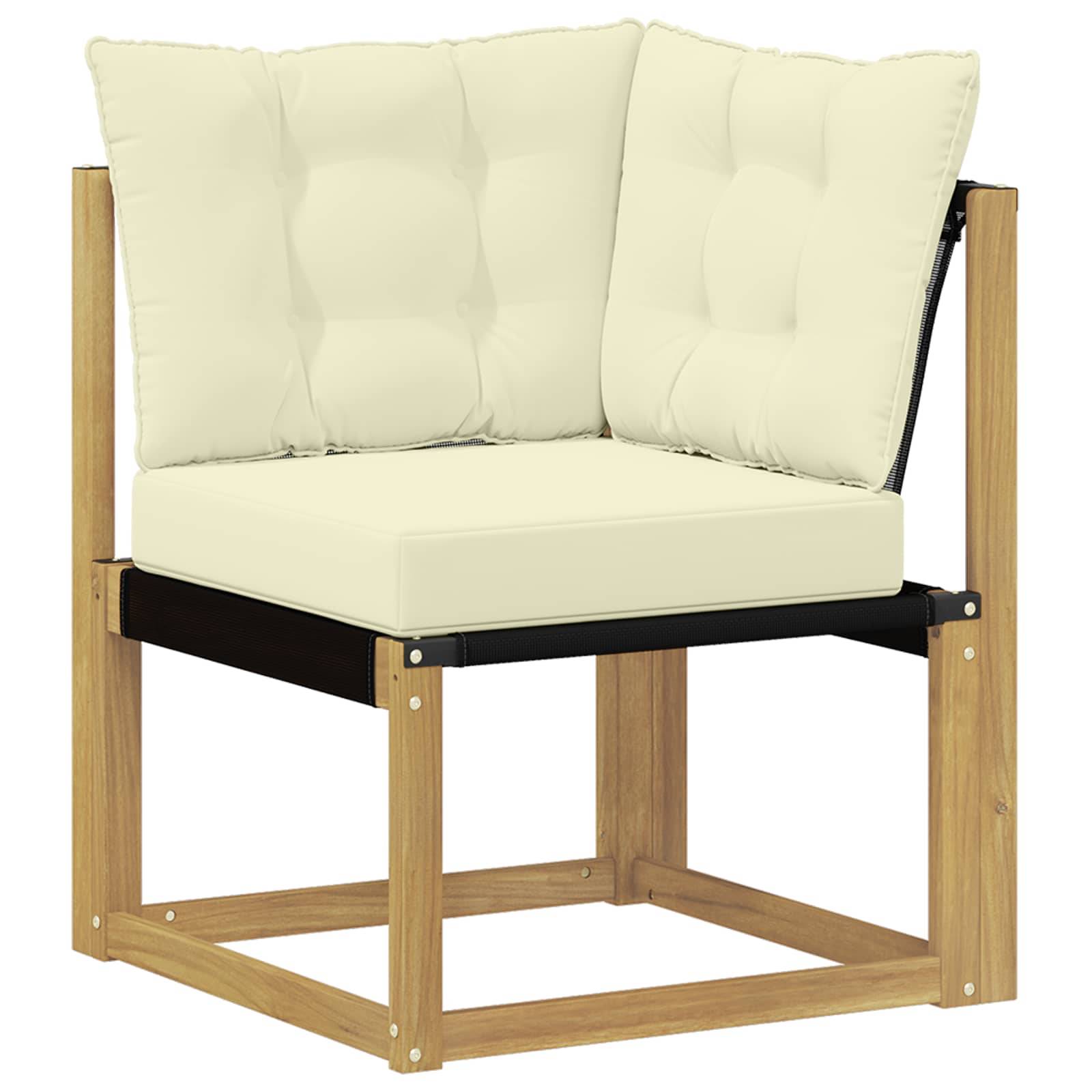 vidaXL Outdoor Ecksofa Massivholz Akazie und Textilene Stoff Weiß