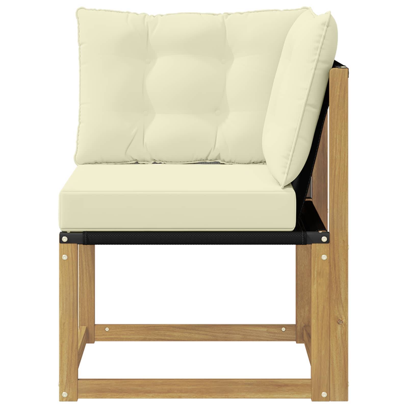 vidaXL Outdoor Ecksofa Massivholz Akazie und Textilene Stoff Weiß
