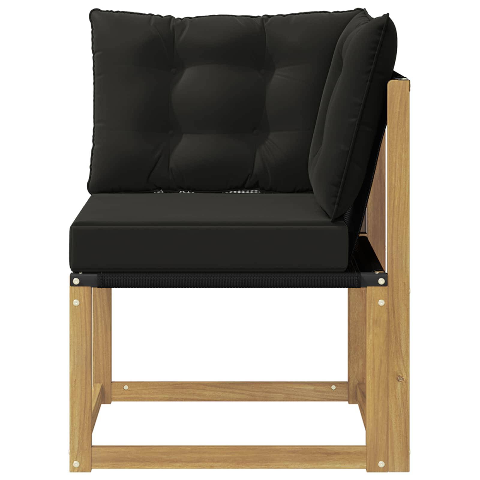 vidaXL Outdoor Ecksofa Massivholz Akazie und Textilene Stoff Weiß
