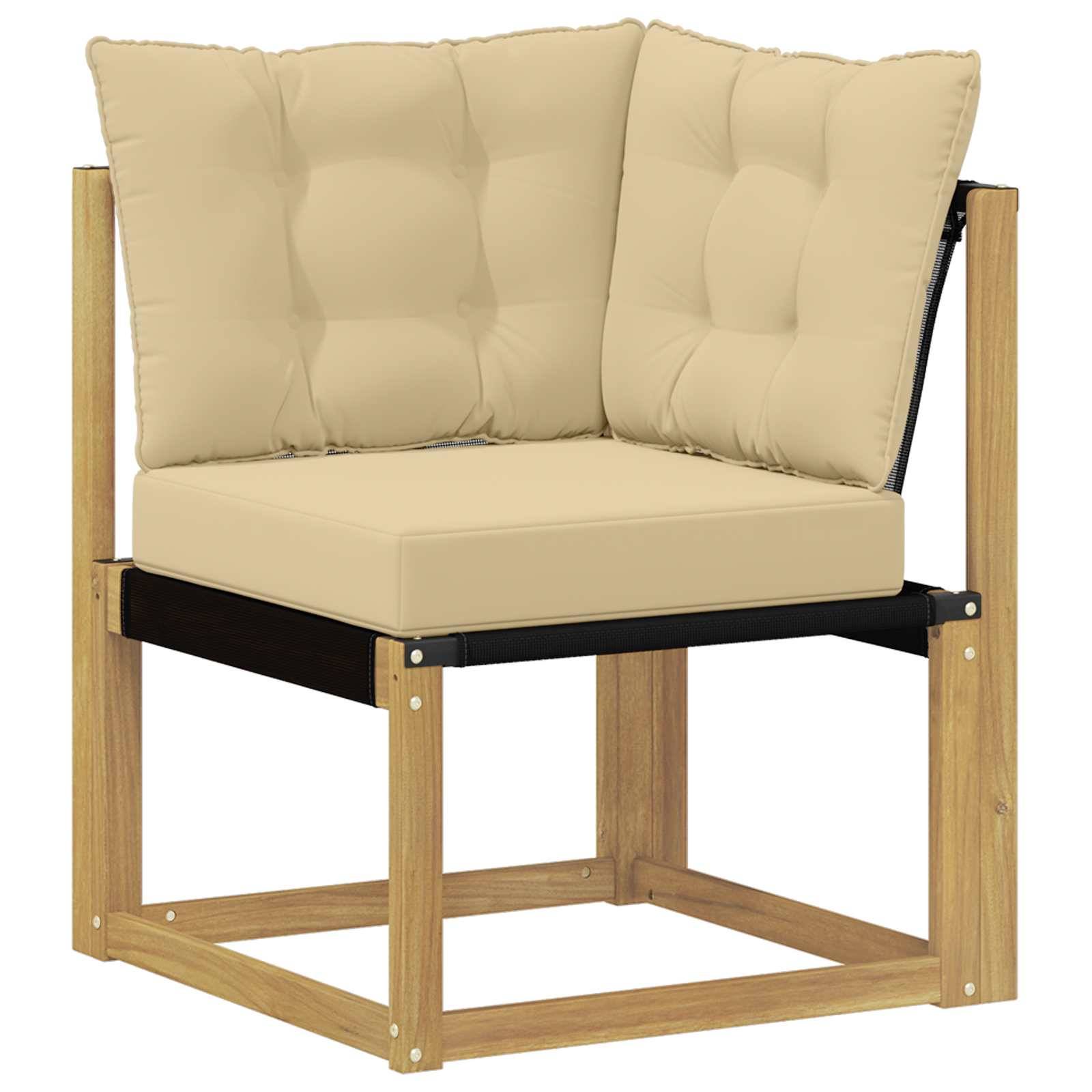 vidaXL Outdoor Ecksofa Massivholz Akazie und Textilene Stoff Weiß
